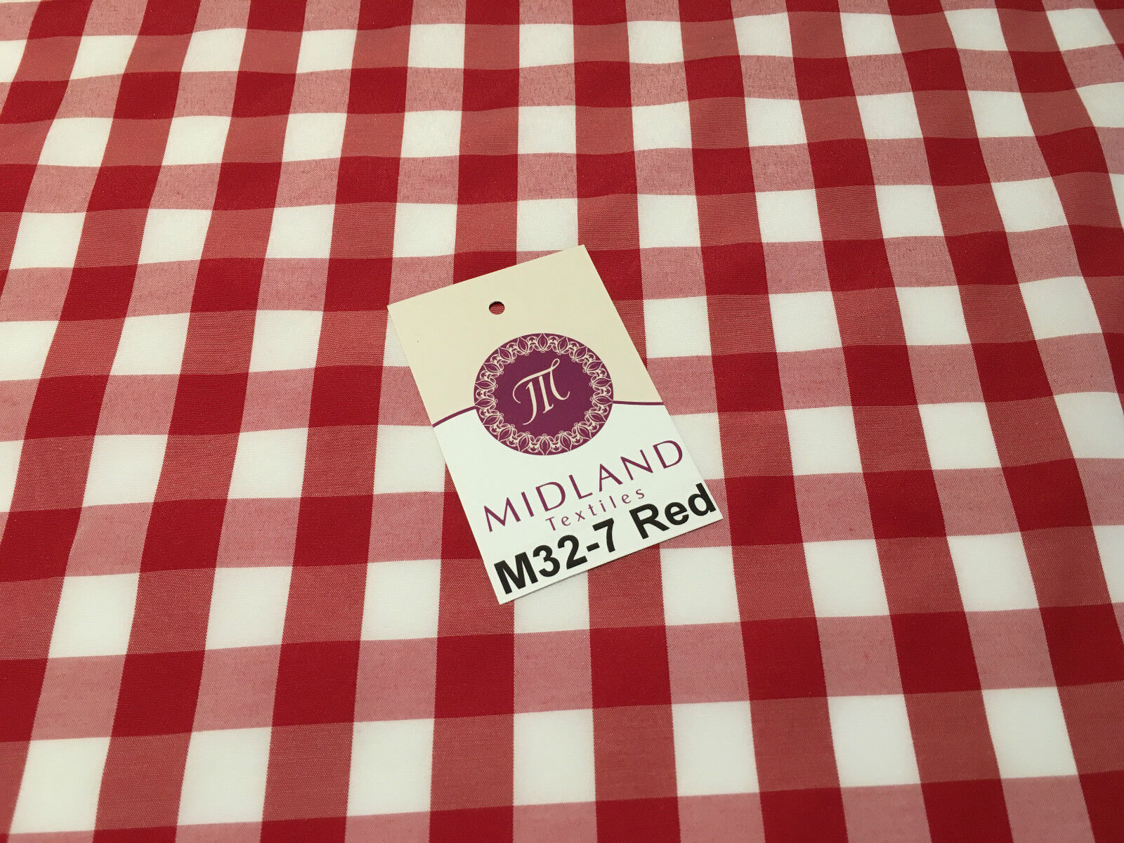 15mm by 15mm Gingham Check Fabric 80% Polyester 20% Cotton 58' Wide M32 Mtex