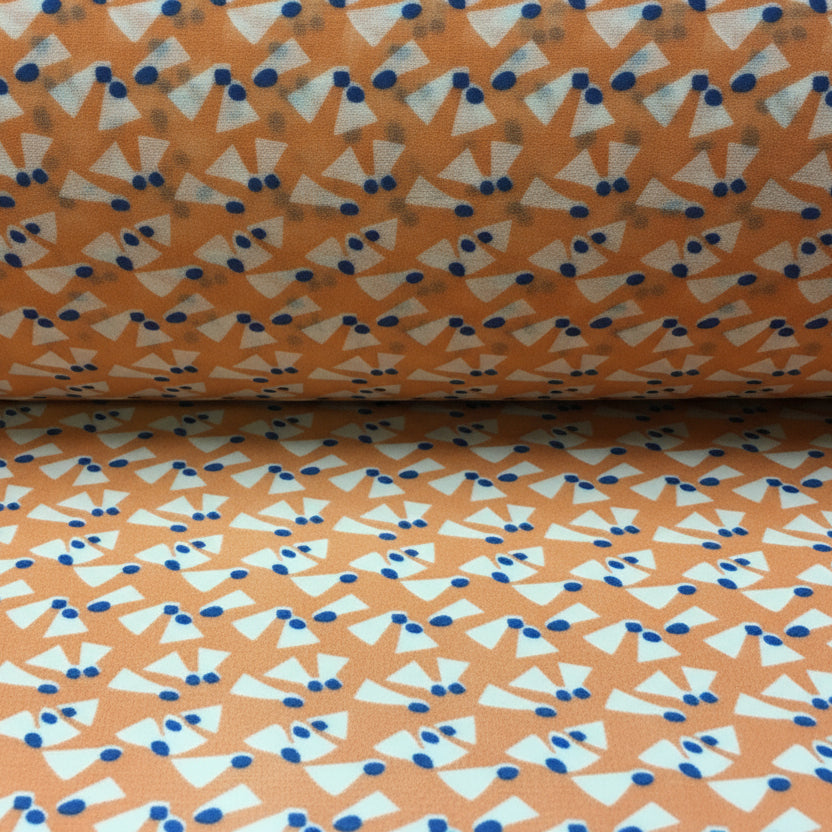 Salmon Printed Crepe chiffon Dress Fabric 150cm Wide MK1190-15 Mtex