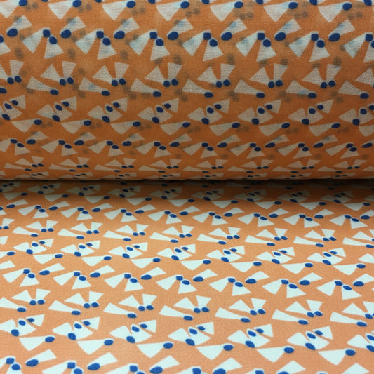 Salmon Printed Crepe chiffon Dress Fabric 150cm Wide MK1190-15 Mtex