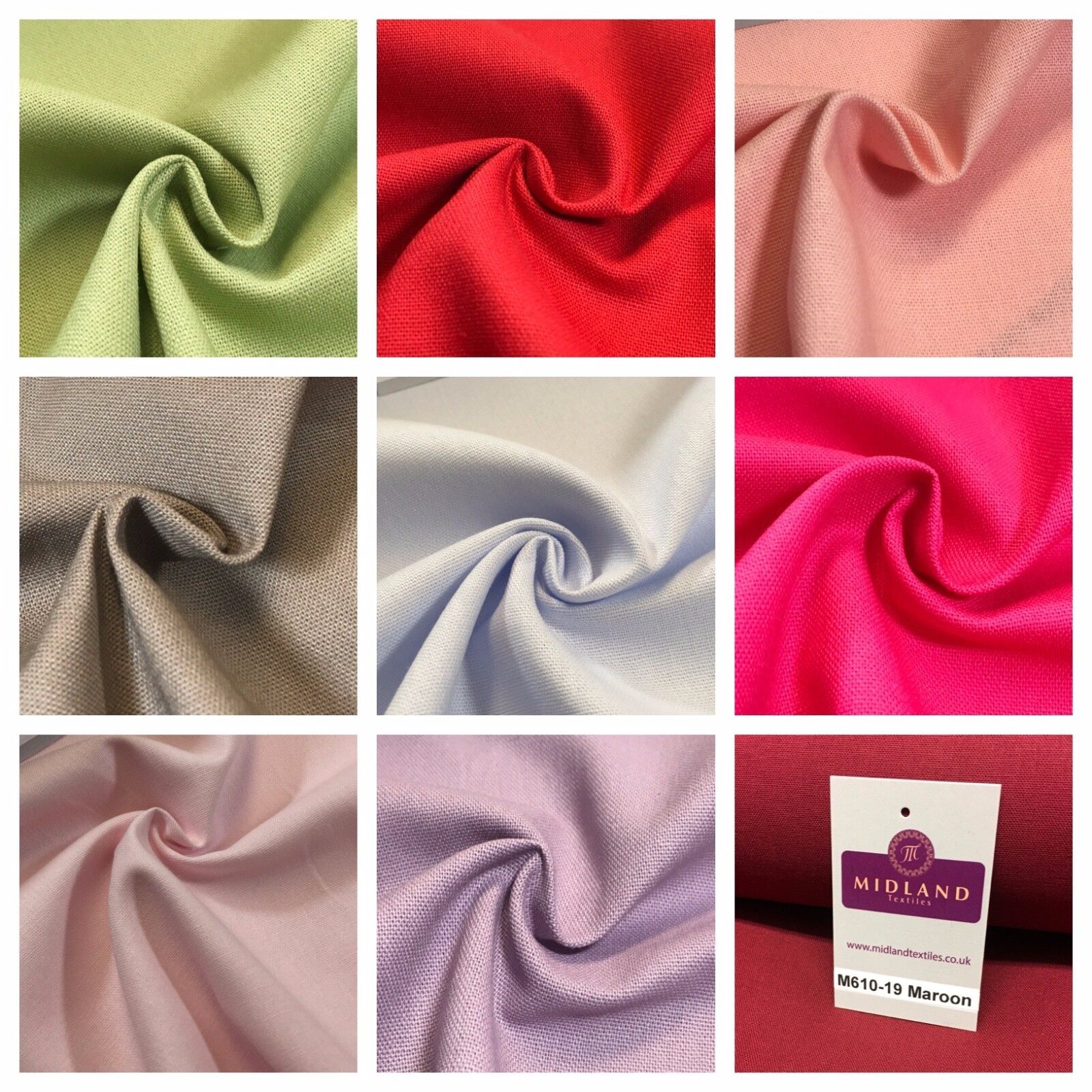 100% Cotton Plain Canvas Crafting Medium Weight Fabric 44' Wide M610 Mtex