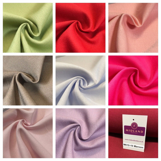 100% Cotton Plain Canvas Crafting Medium Weight Fabric 44" Wide M610 Mtex