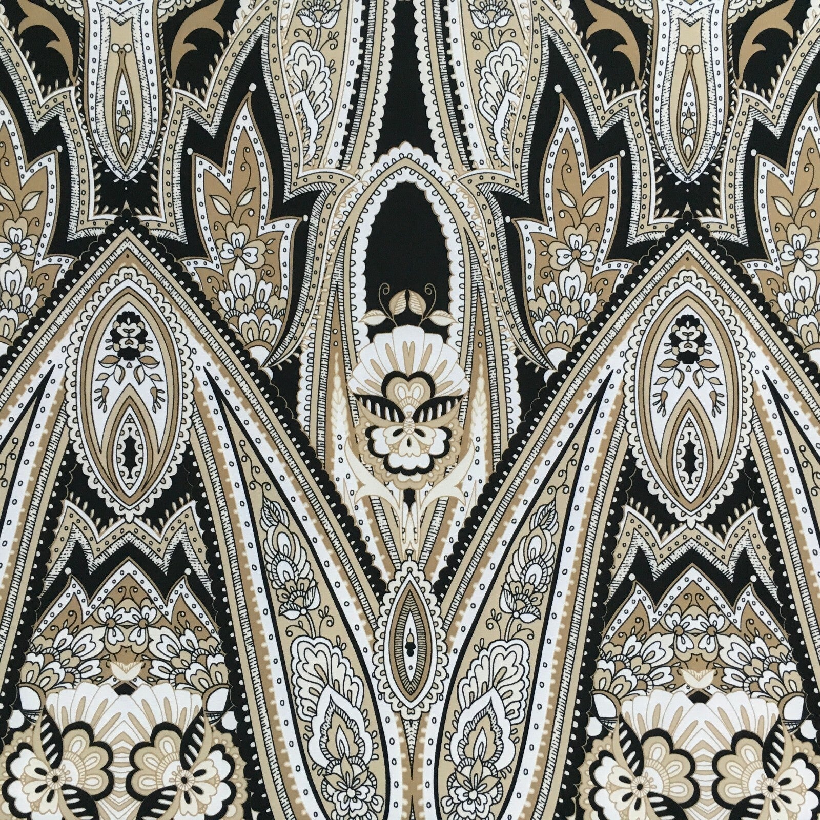 Black beige paisley 80cm panel Stretch Ity Spandex Dress Fabric 147 cm M1200-8