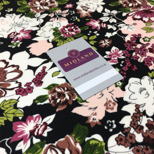 £2.99 Black floral printed Heavy Georgette dress fabric 58" M145-62 Mtex
