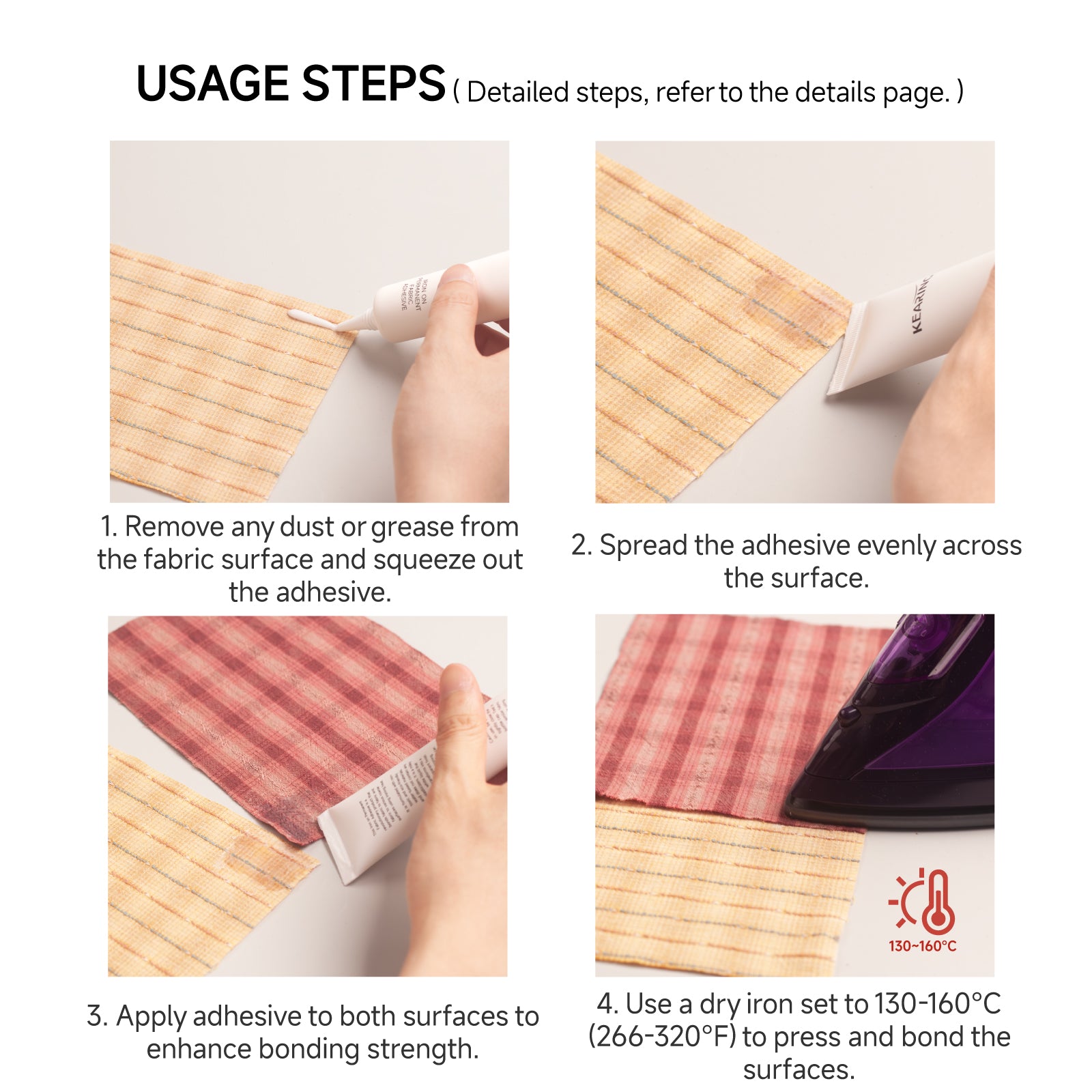 Iron On Permanent Fabric Adhesive ideal for hems, appliques, trims M1995