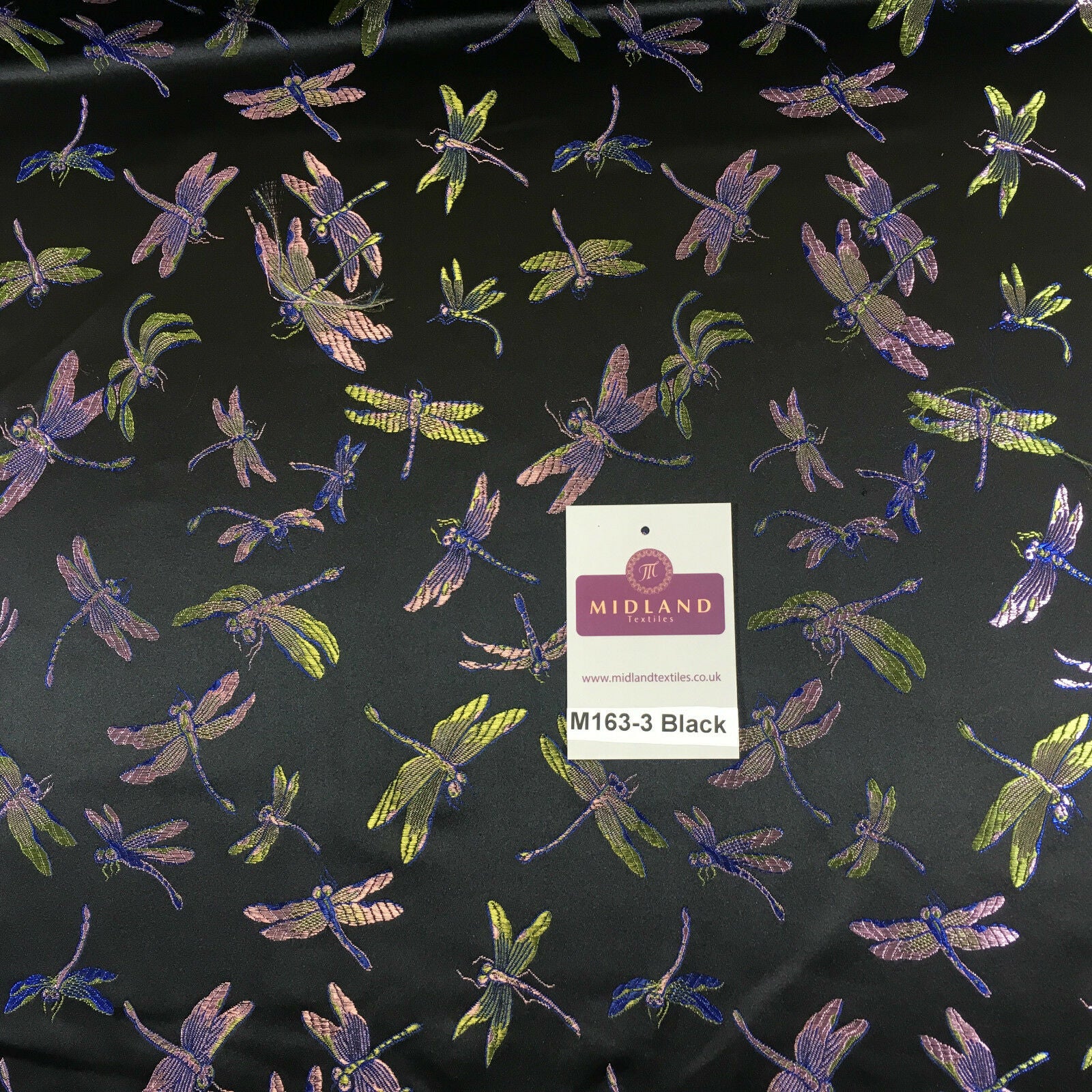 CHINESE ORIENTAL GOLD DRAGONFLY BROCADE SILKY SATIN DRESS FABRIC 44' M163