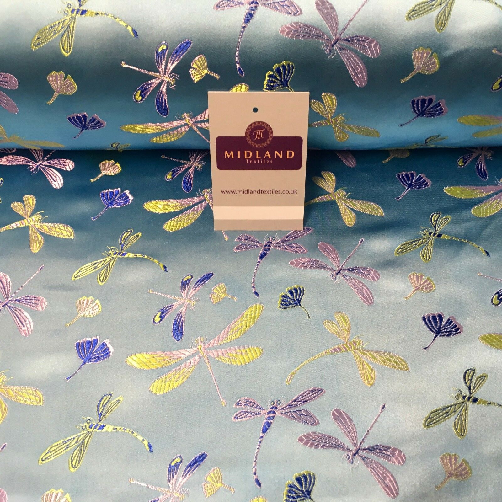 CHINESE ORIENTAL GOLD DRAGONFLY BROCADE SILKY SATIN DRESS FABRIC 44' M163