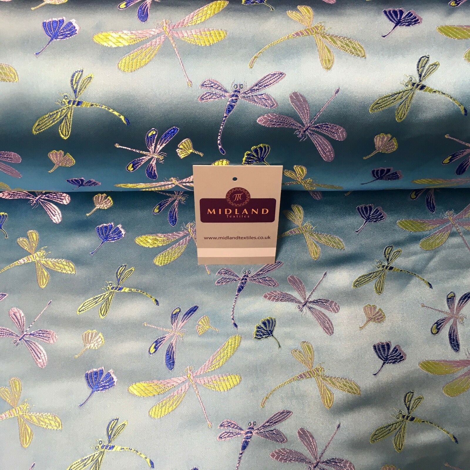 CHINESE ORIENTAL GOLD DRAGONFLY BROCADE SILKY SATIN DRESS FABRIC 44' M163