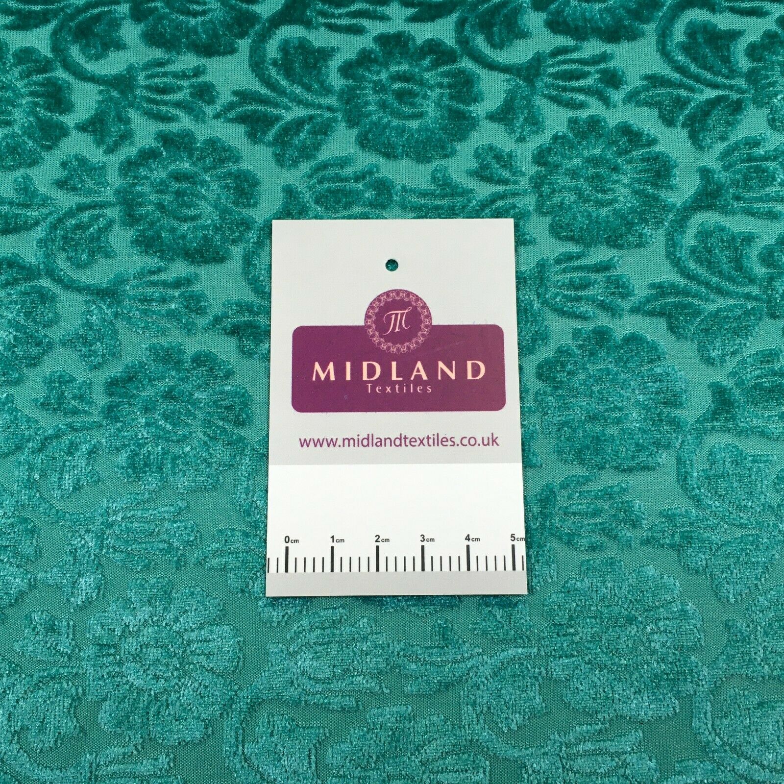 Aqua Green floral velvet devore Fabric M1400-7 Mtex