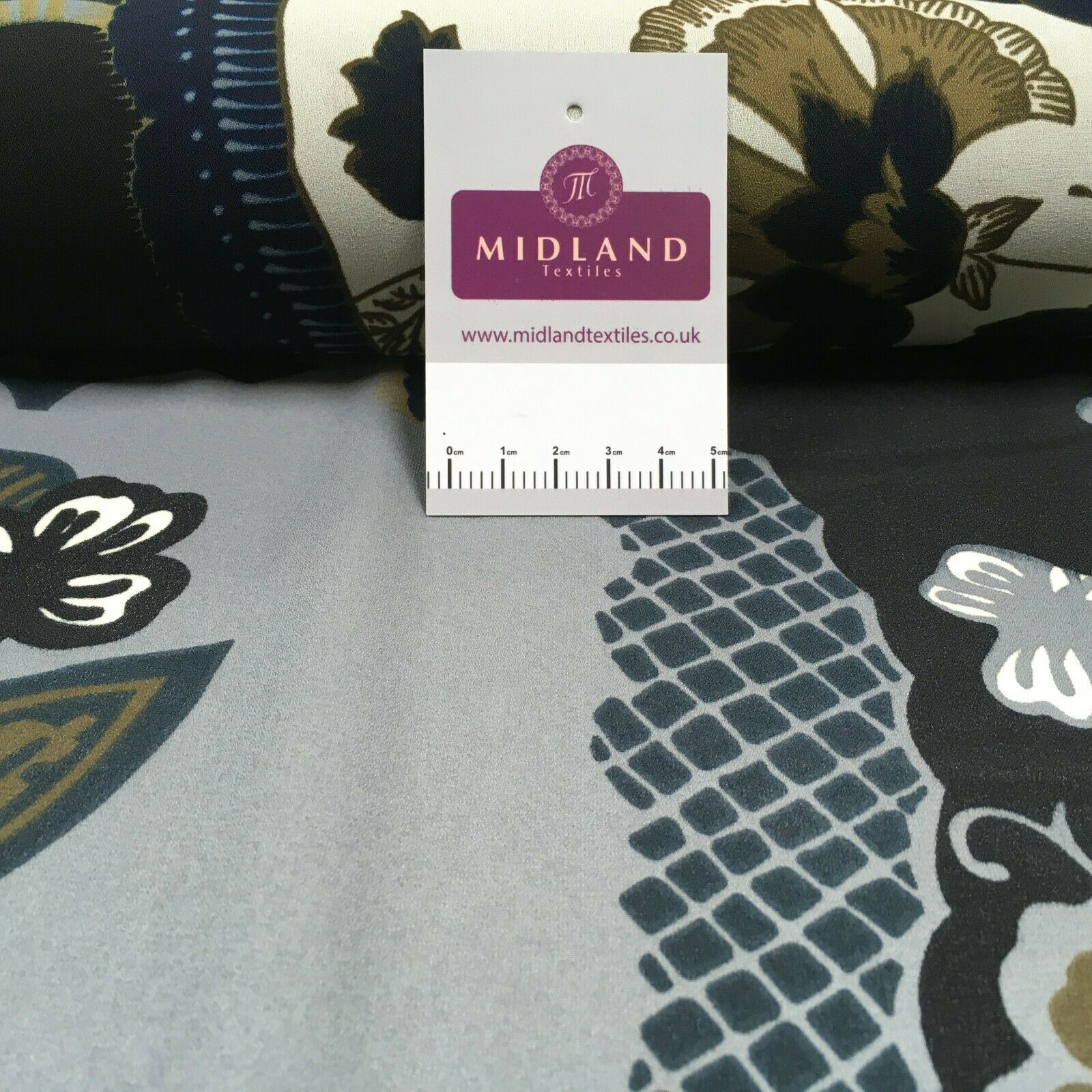 Black abstract print georgette floral dress fabric M1404-2 Mtex