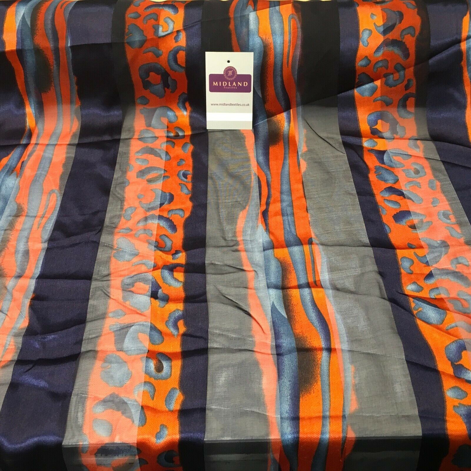 Navy Orange Animal Printed Dress fabric 150cm Wide  MA1049-5 Mtex