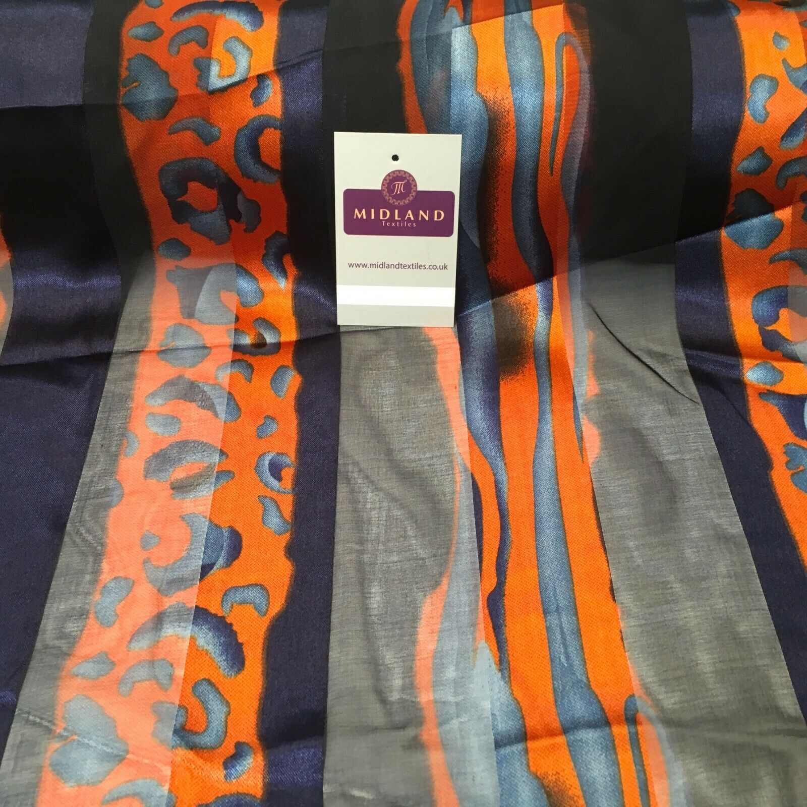 Navy Orange Animal Printed Dress fabric 150cm Wide  MA1049-5 Mtex