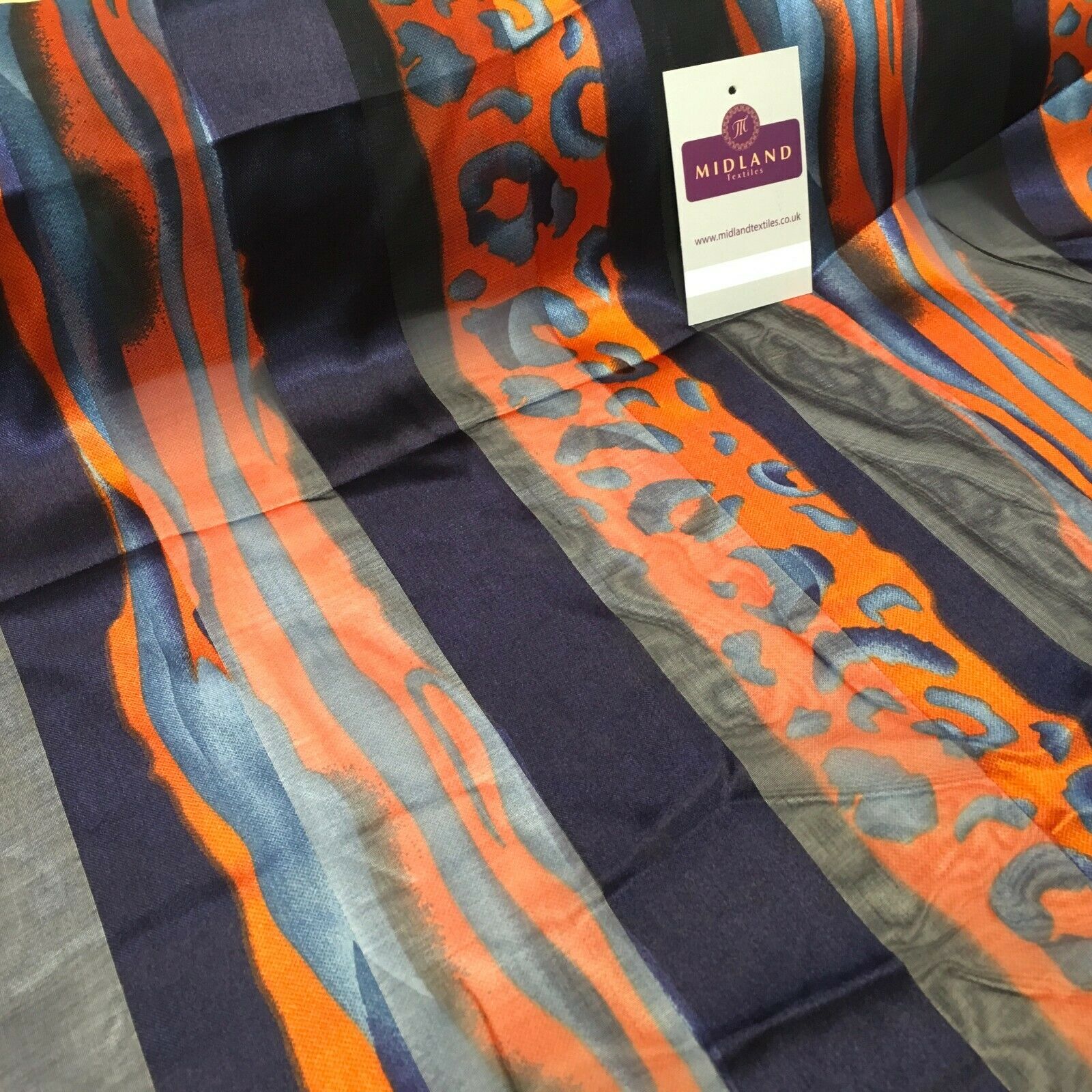 Navy Orange Animal Printed Dress fabric 150cm Wide  MA1049-5 Mtex