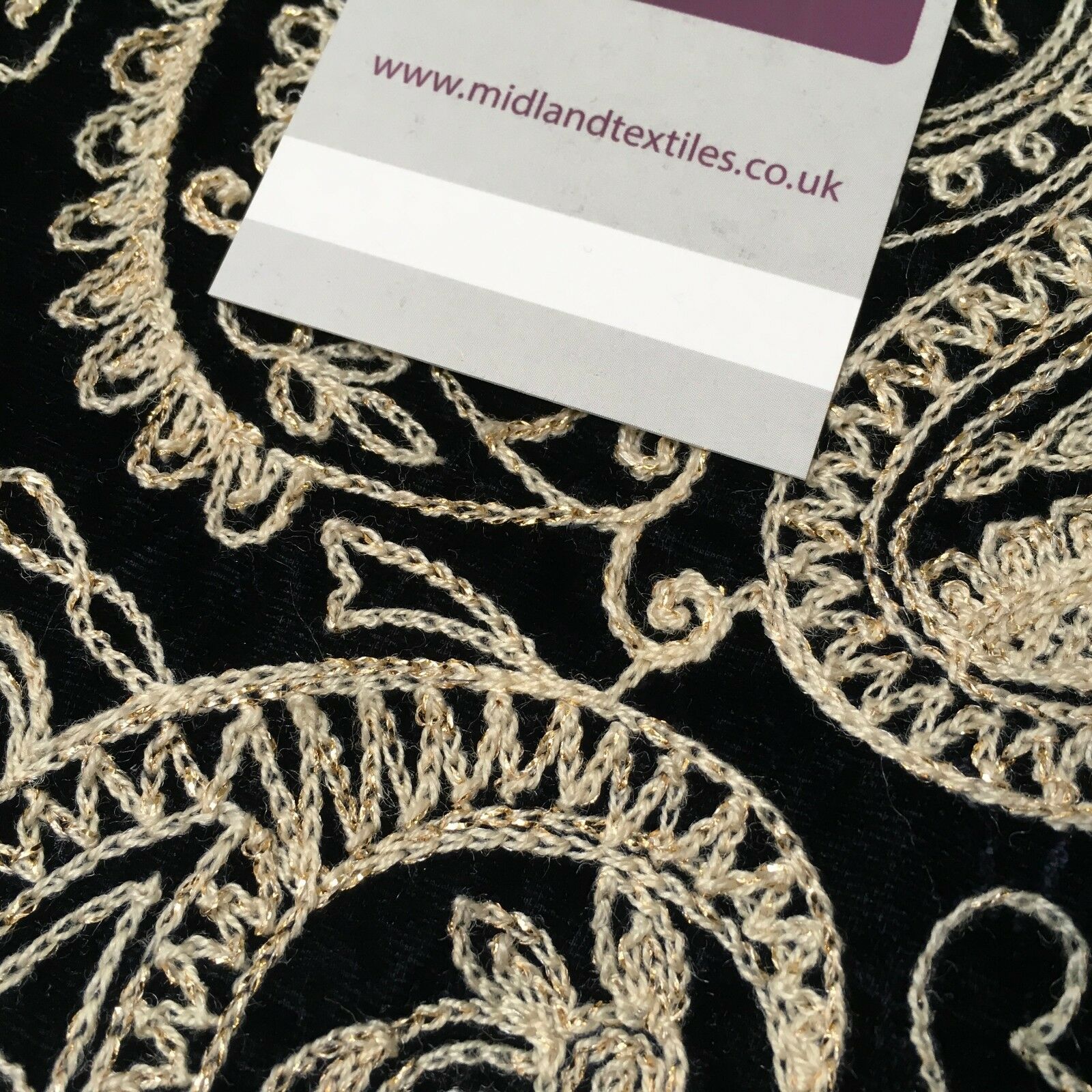 metallic thread Paisley Embroidered Micro Velvet Dress Fabric 40' M1038 Mtex