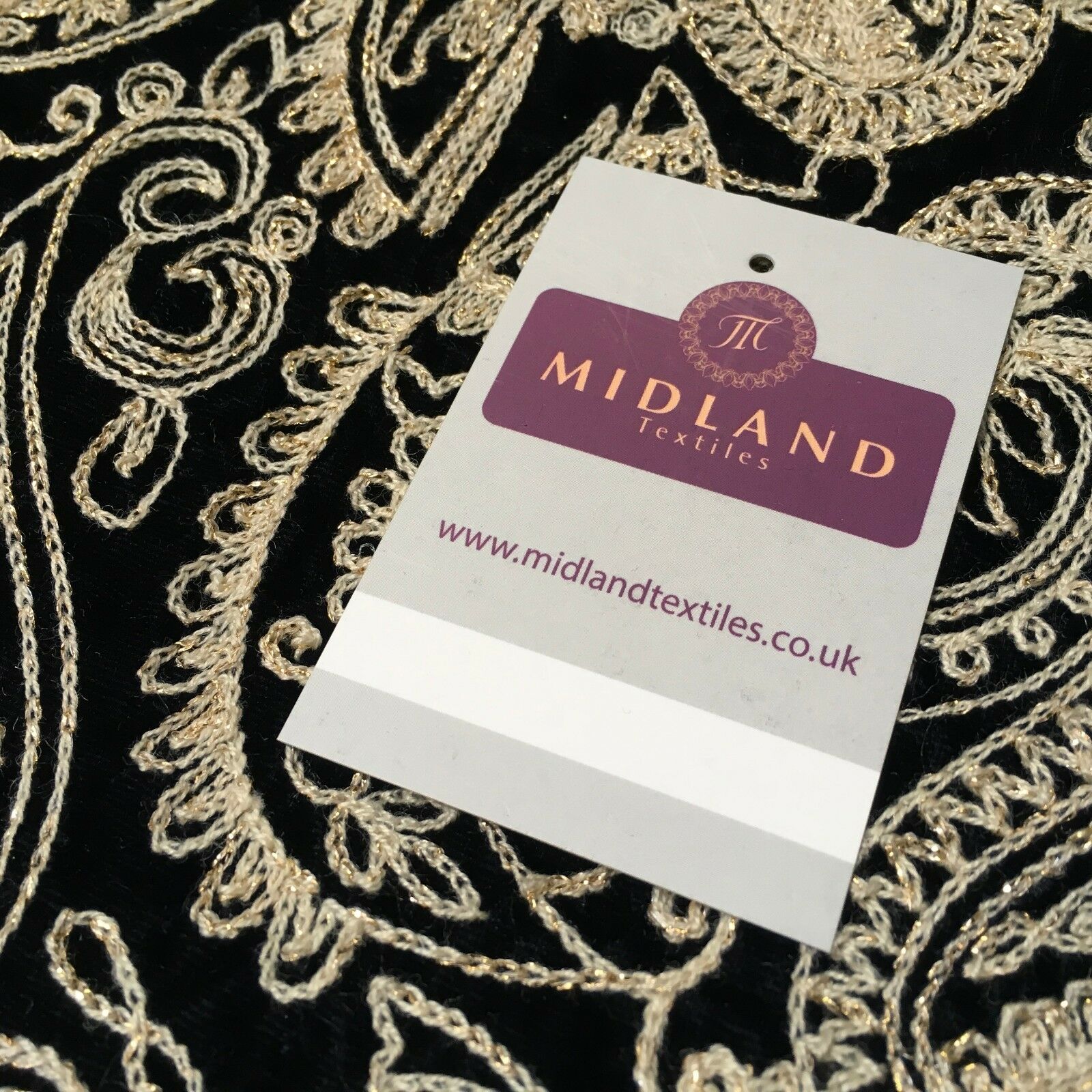 metallic thread Paisley Embroidered Micro Velvet Dress Fabric 40' M1038 Mtex