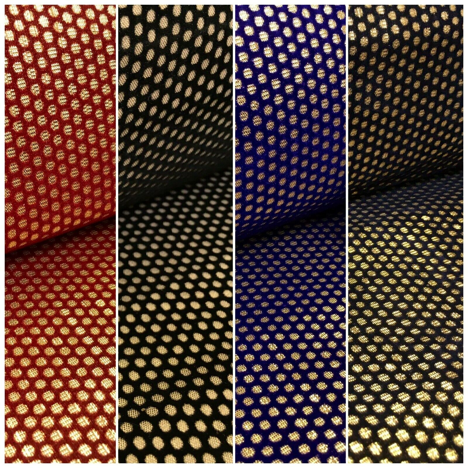 Geometric Gold Spot Dot Flocked Lame Fabric 114 cm Wide MA1177 Mtex
