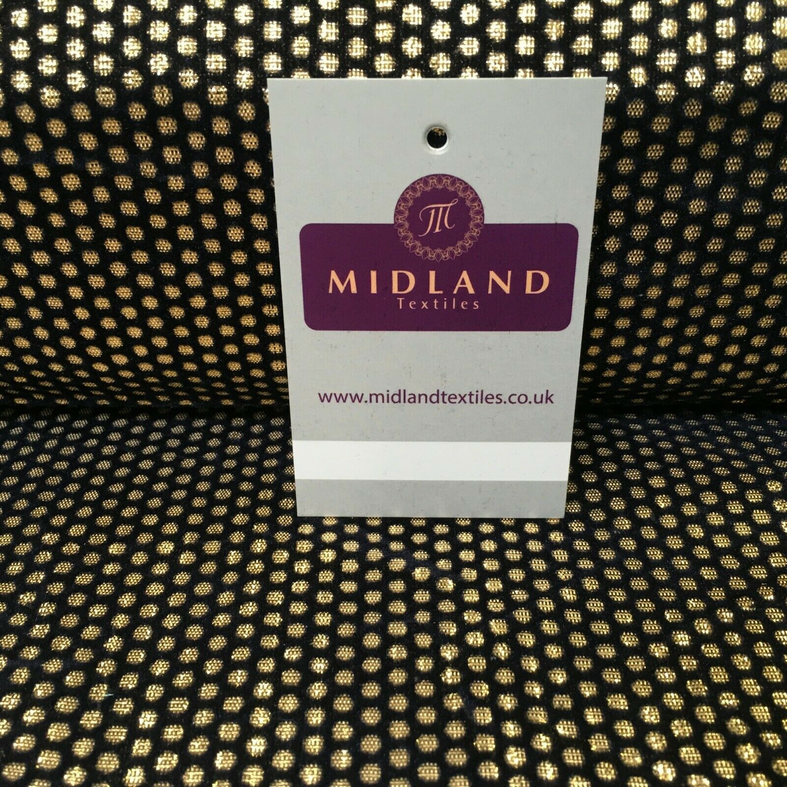 Geometric Gold Spot Dot Flocked Lame Fabric 114 cm Wide MA1177 Mtex