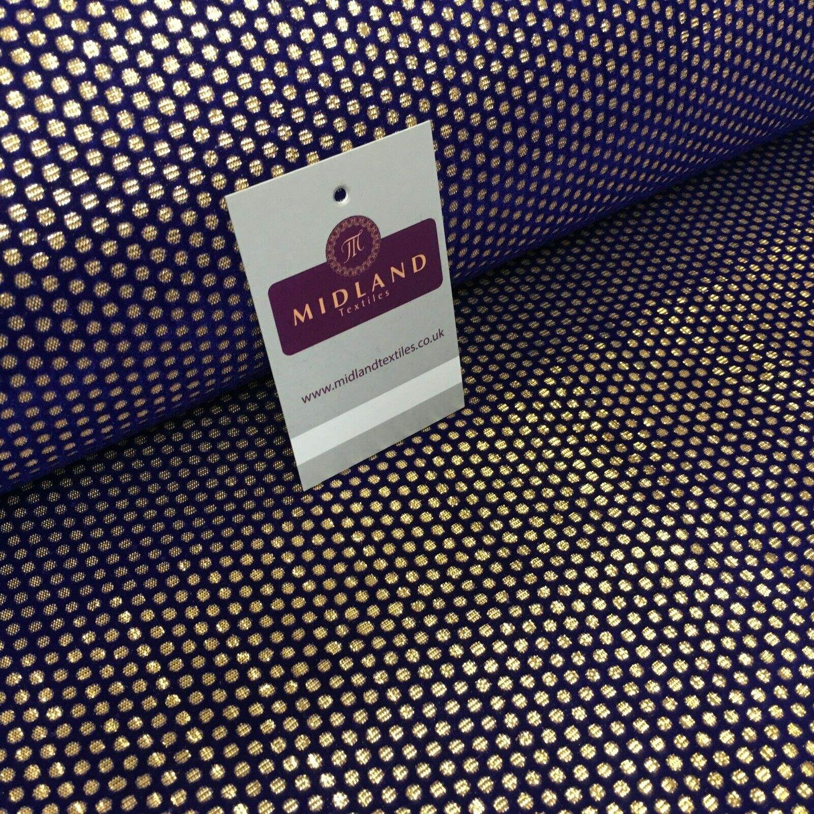 Geometric Gold Spot Dot Flocked Lame Fabric 114 cm Wide MA1177 Mtex