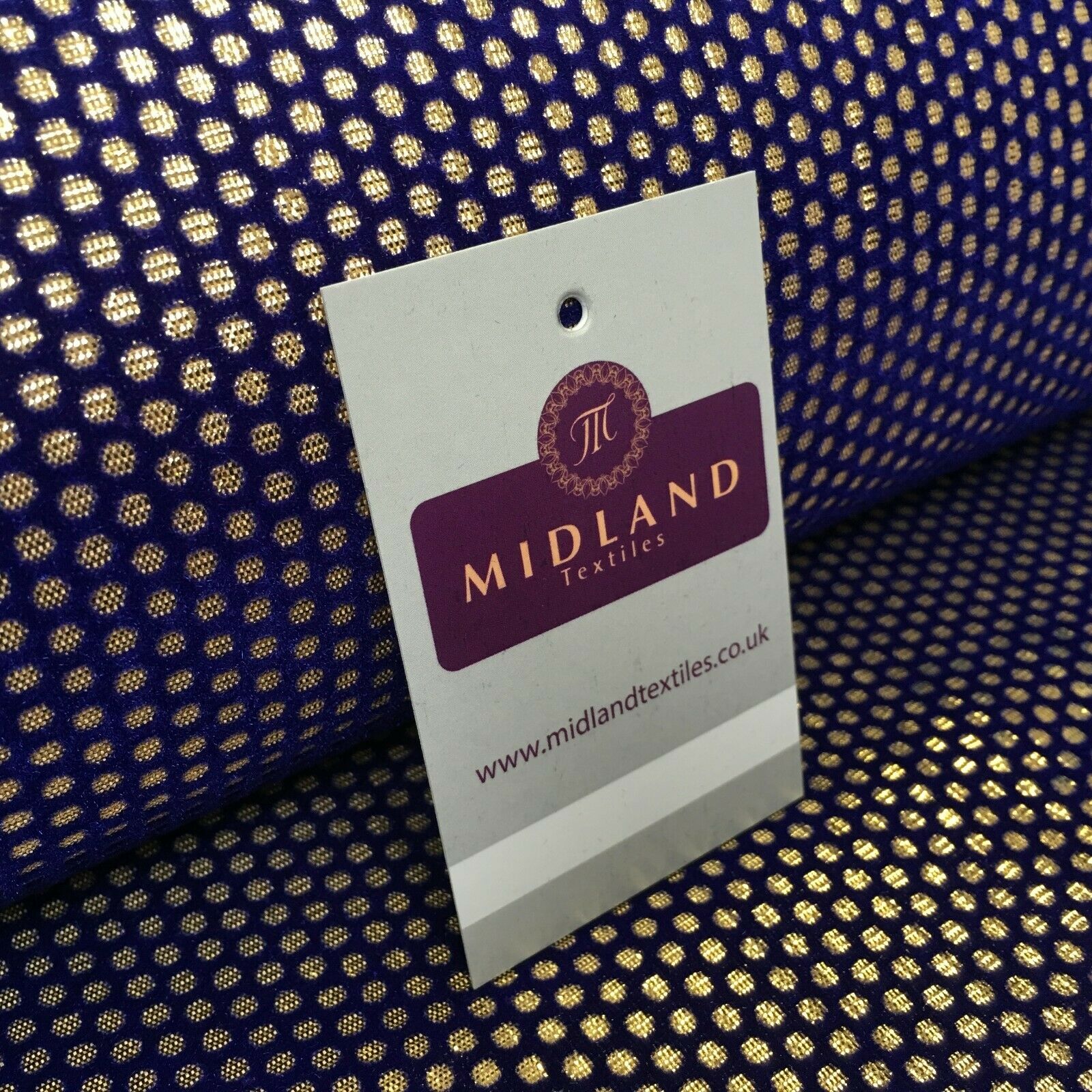 Geometric Gold Spot Dot Flocked Lame Fabric 114 cm Wide MA1177 Mtex