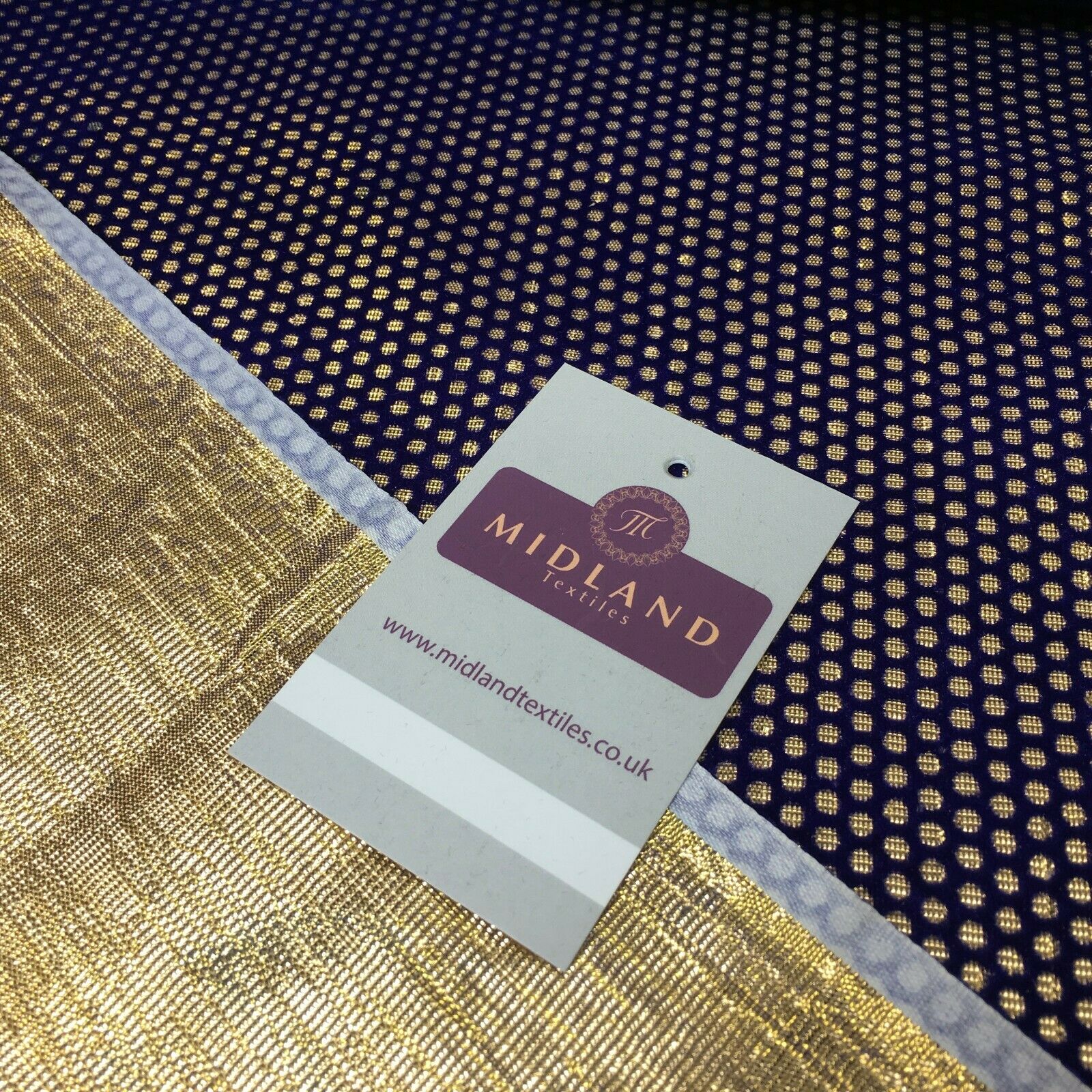 Geometric Gold Spot Dot Flocked Lame Fabric 114 cm Wide MA1177 Mtex