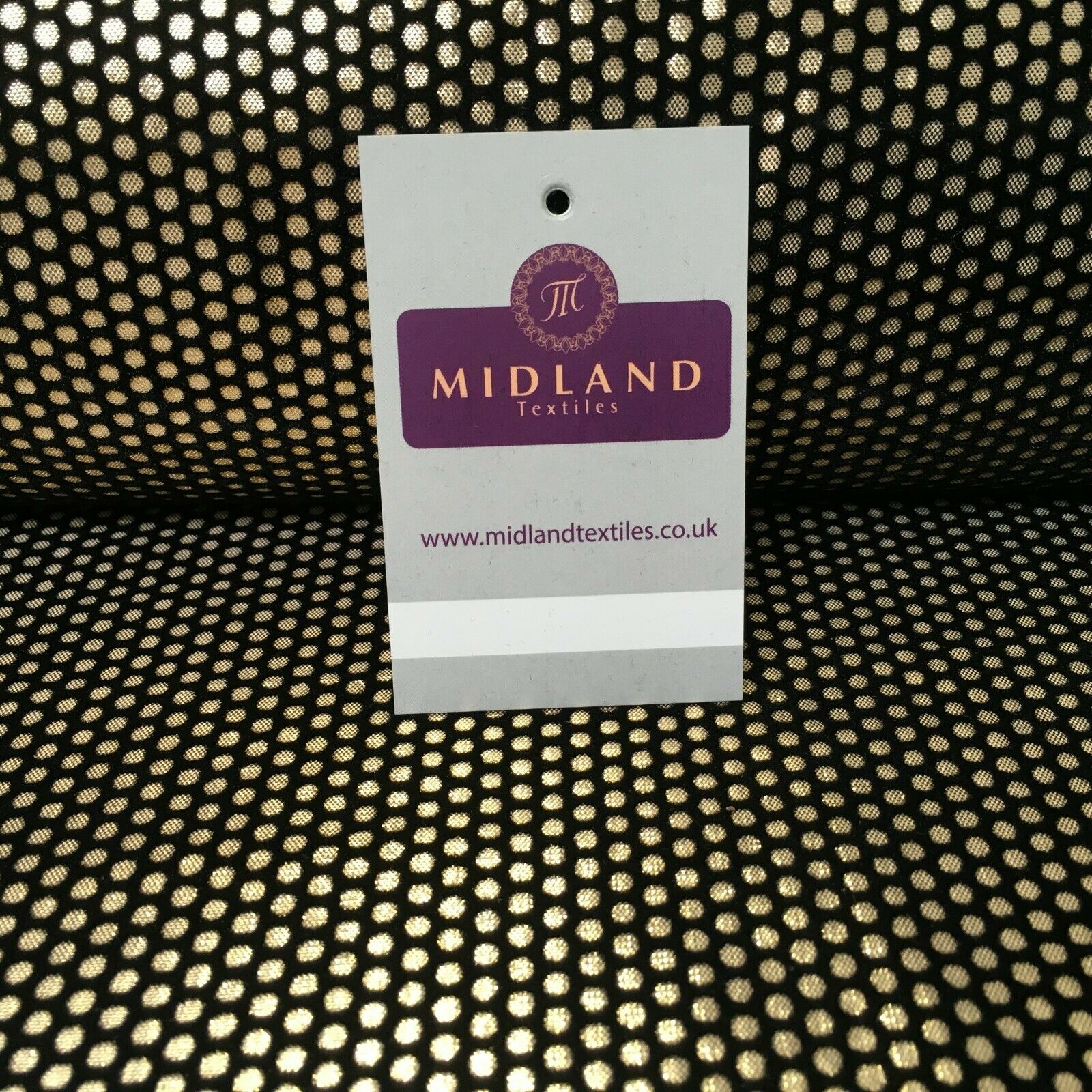 Geometric Gold Spot Dot Flocked Lame Fabric 114 cm Wide MA1177 Mtex