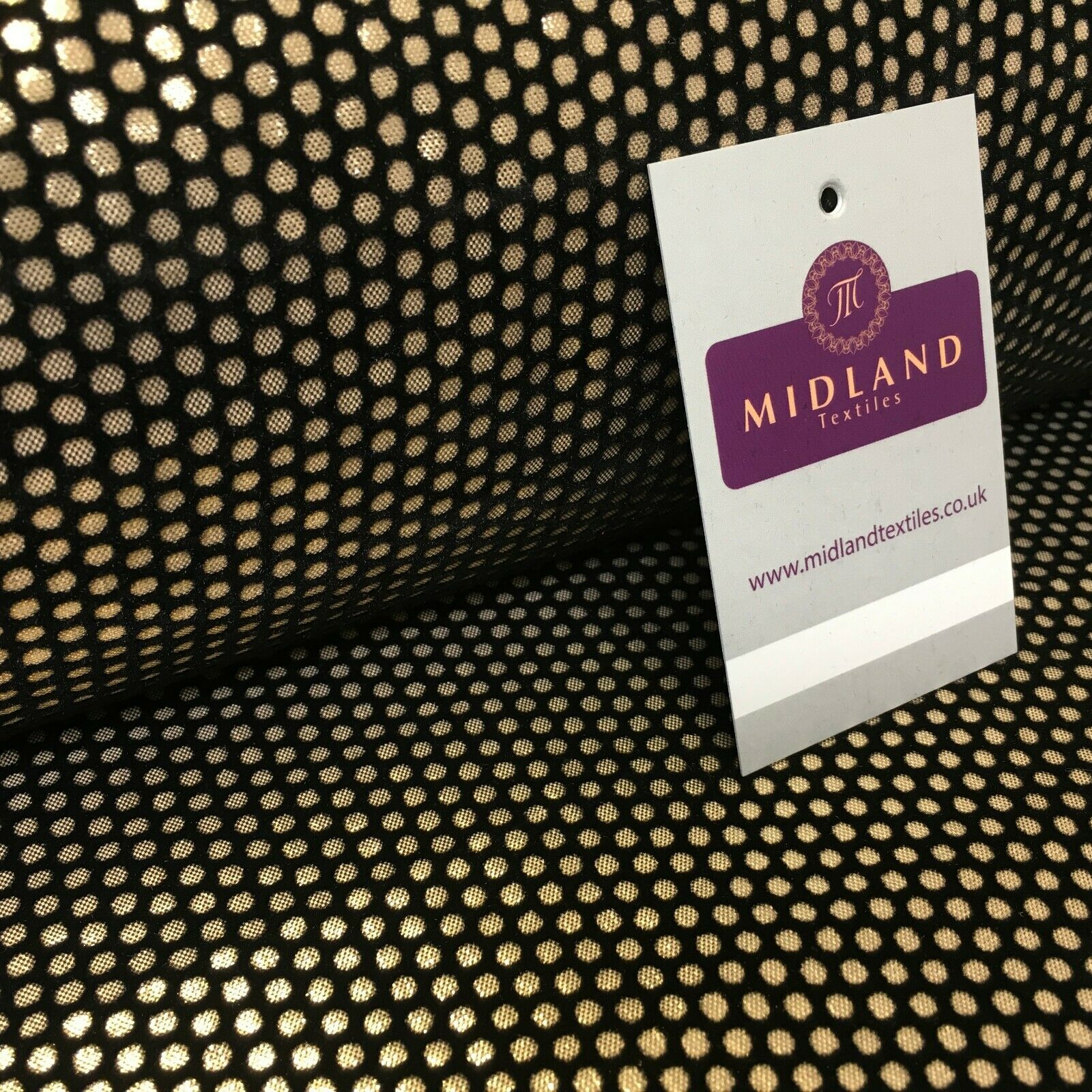 Geometric Gold Spot Dot Flocked Lame Fabric 114 cm Wide MA1177 Mtex