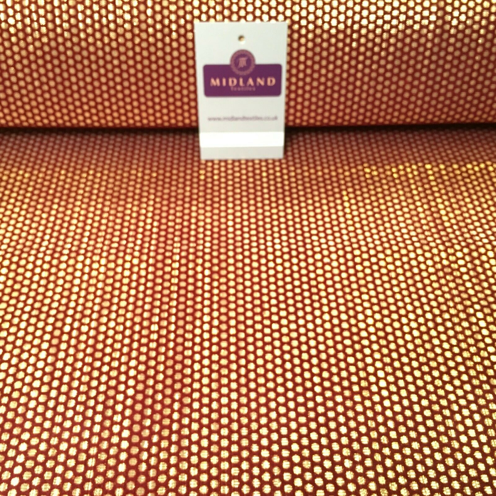 Geometric Gold Spot Dot Flocked Lame Fabric 114 cm Wide MA1177 Mtex