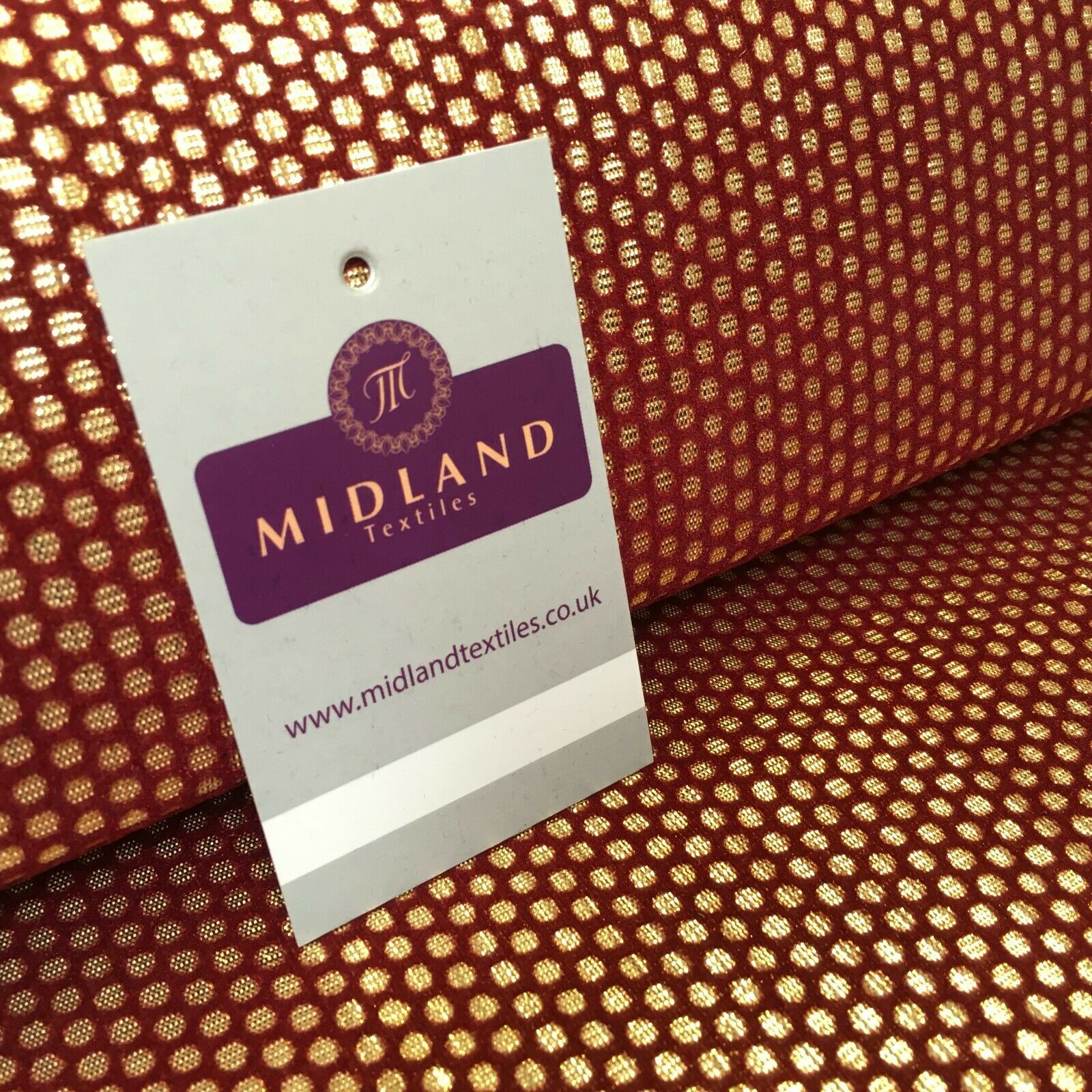 Geometric Gold Spot Dot Flocked Lame Fabric 114 cm Wide MA1177 Mtex