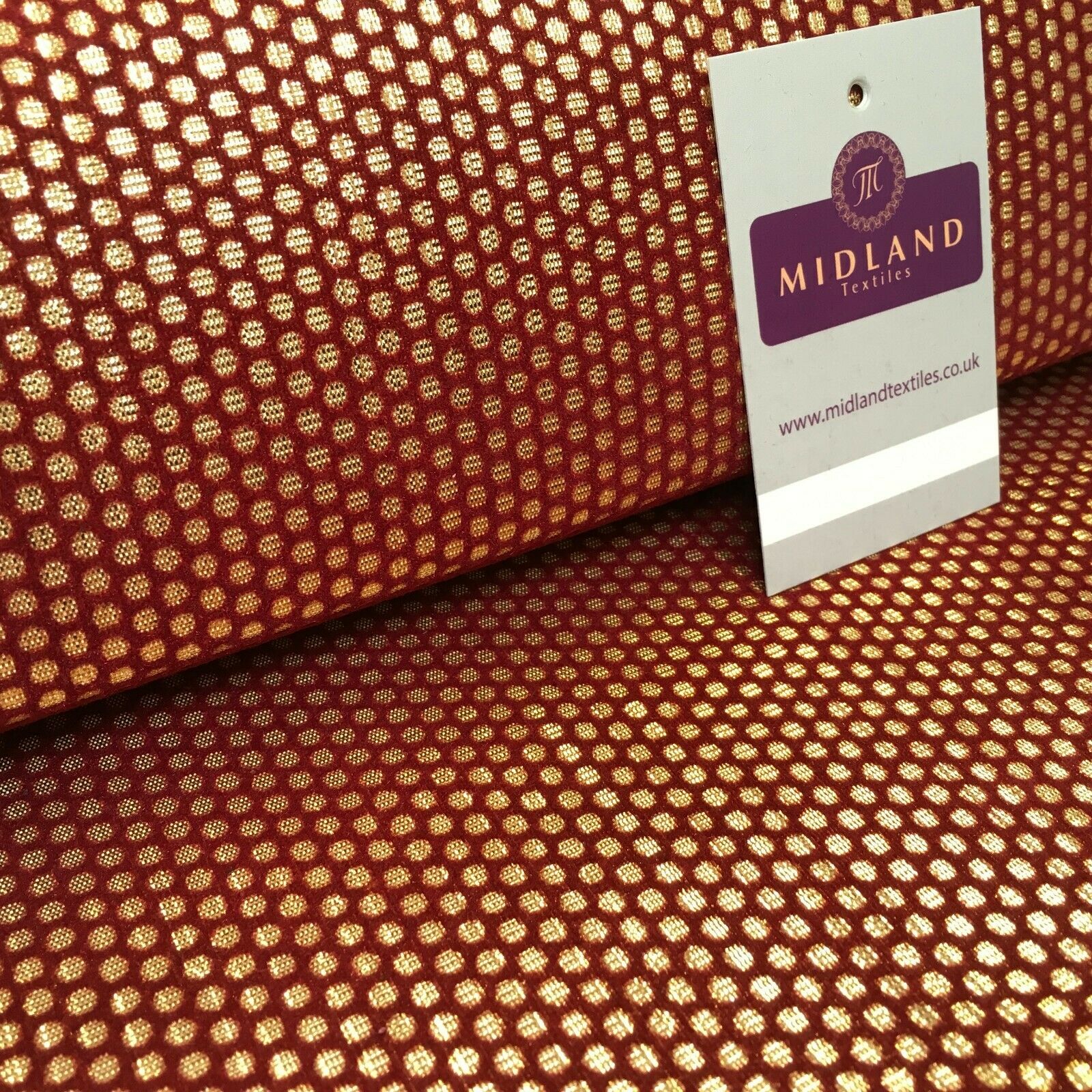 Geometric Gold Spot Dot Flocked Lame Fabric 114 cm Wide MA1177 Mtex