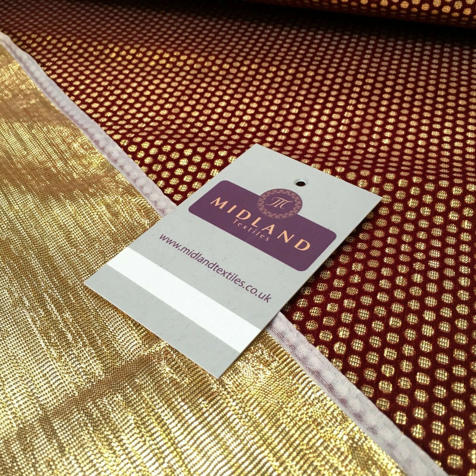 Geometric Gold Spot Dot Flocked Lame Fabric 114 cm Wide MA1177 Mtex