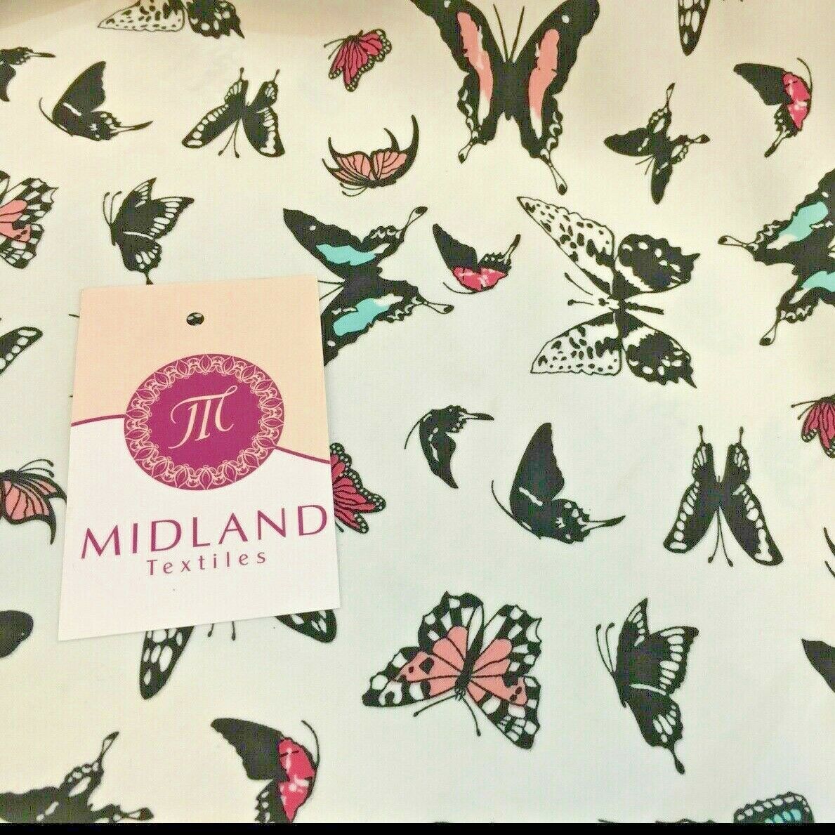 Mint Green Butterfly print peach crepe fabric 45'  M145-1 Mtex