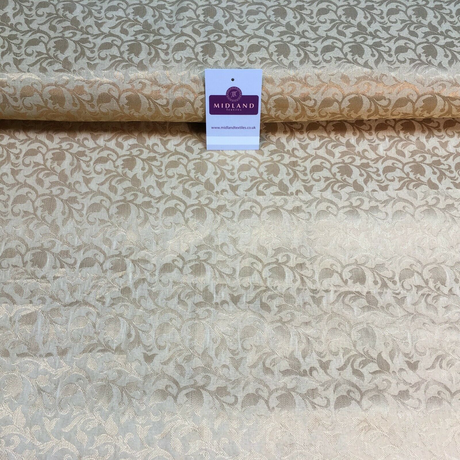 Floral Gold Textured Banarsi Lame Brocade Fabric 111 cm MA1124 Mtex