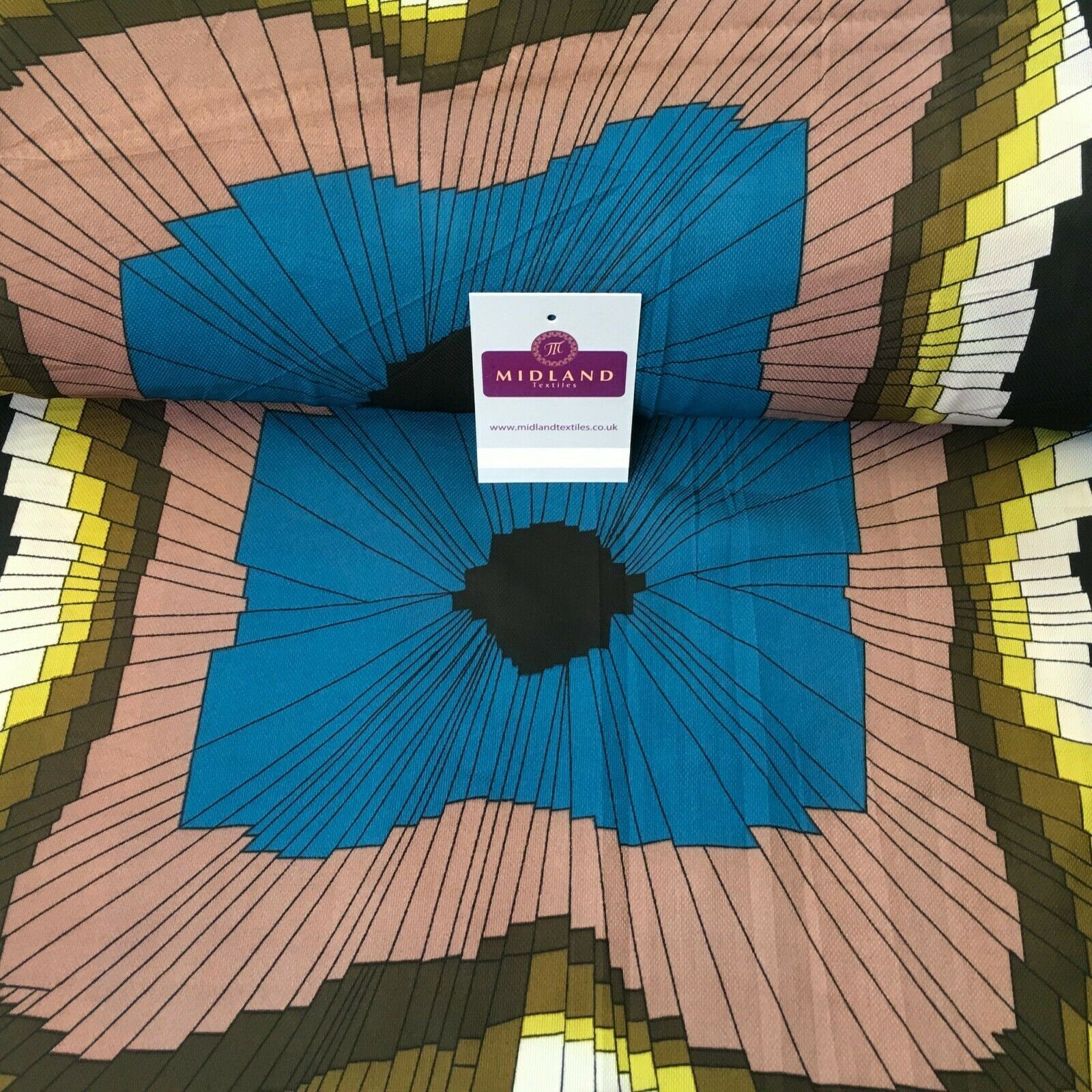 Teal & Taupe Geometric soft Georgette twist voile Dress Fabric 147 Cm MK1185-12