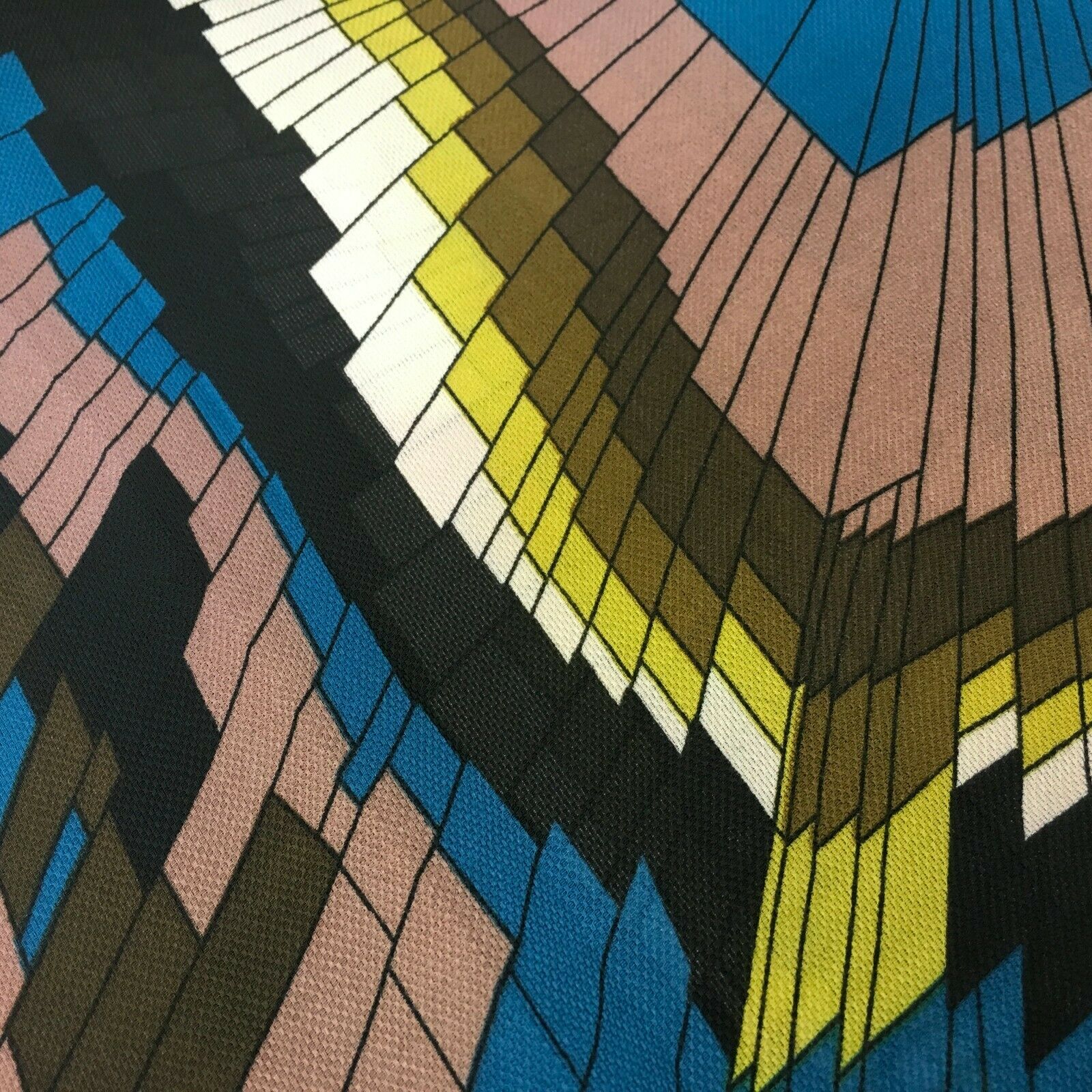 Teal & Taupe Geometric soft Georgette twist voile Dress Fabric 147 Cm MK1185-12