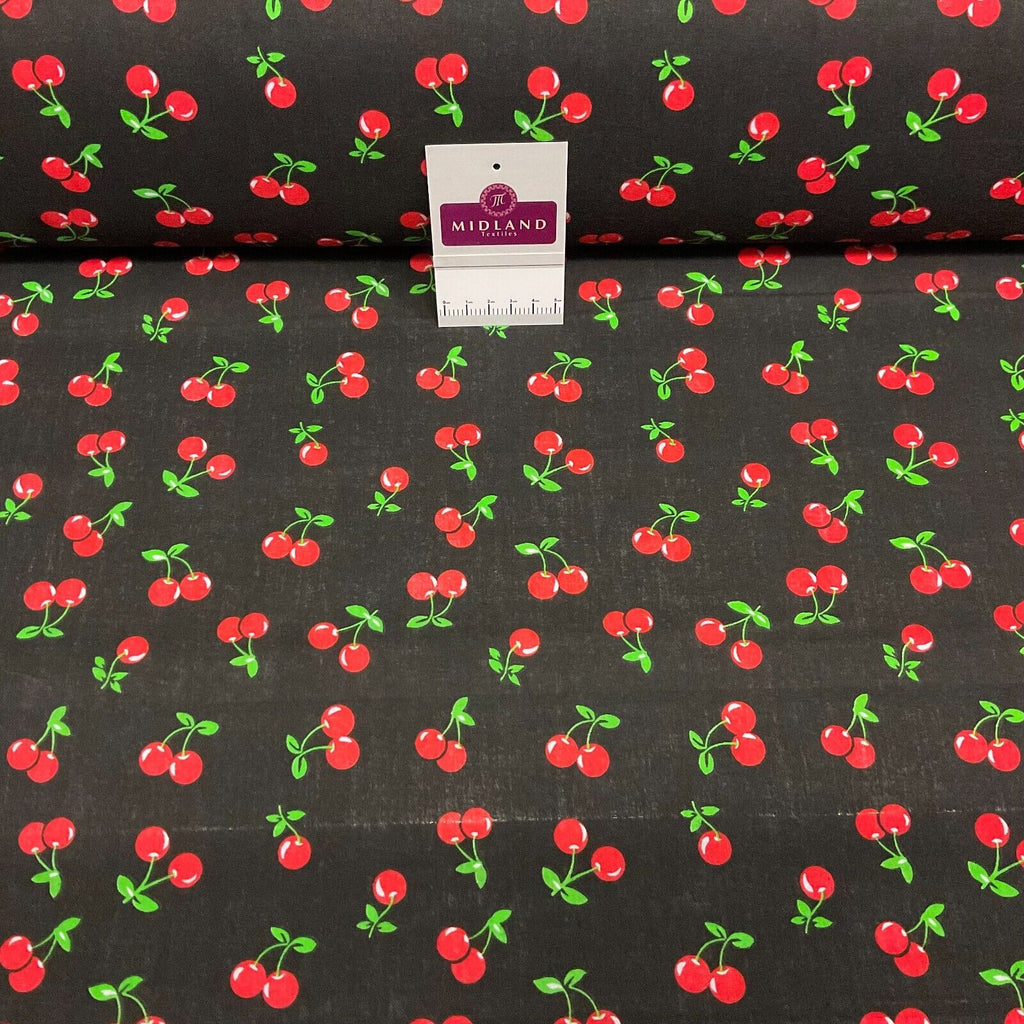 Cherries Fruit cherry Poly cotton printed 110cm wide fabric M1699