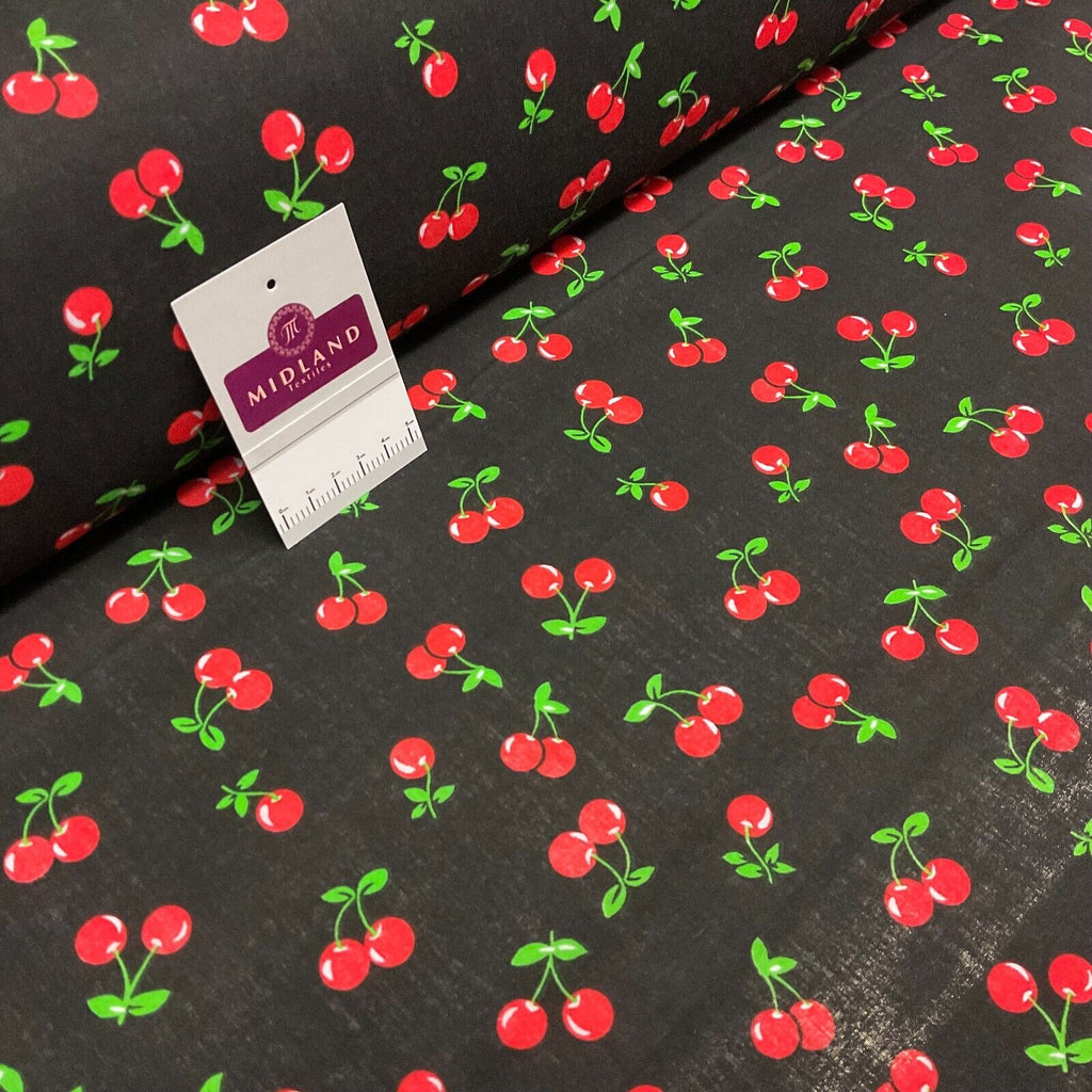 Cherries Fruit cherry Poly cotton printed 110cm wide fabric M1699