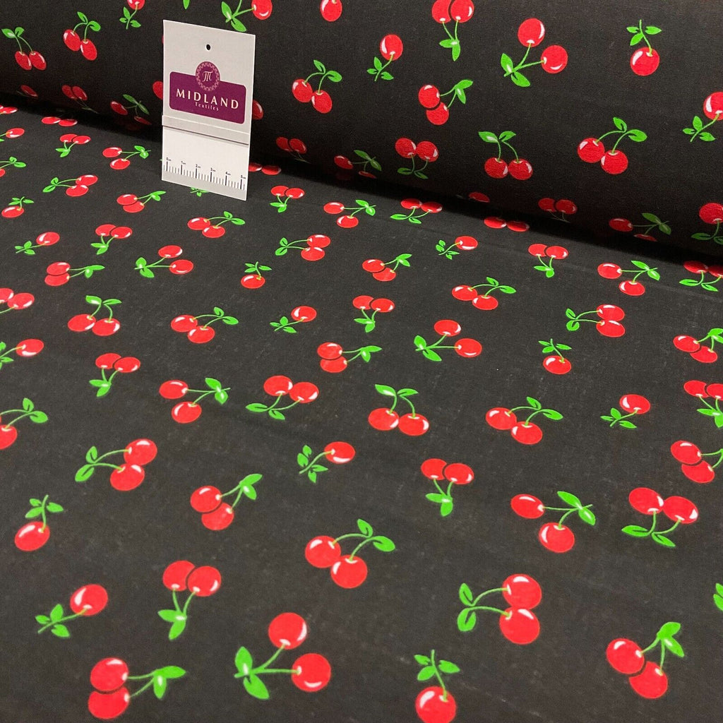 Cherries Fruit cherry Poly cotton printed 110cm wide fabric M1699