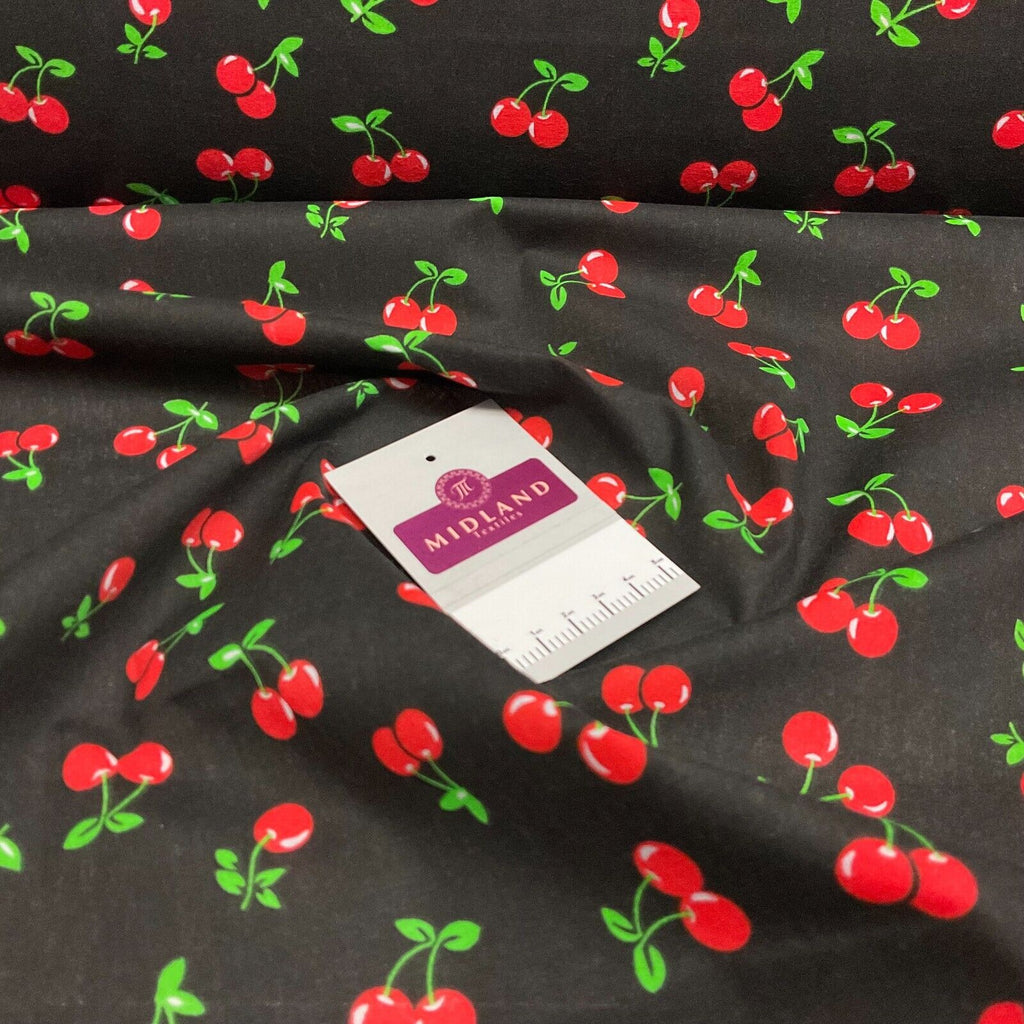 Cherries Fruit cherry Poly cotton printed 110cm wide fabric M1699