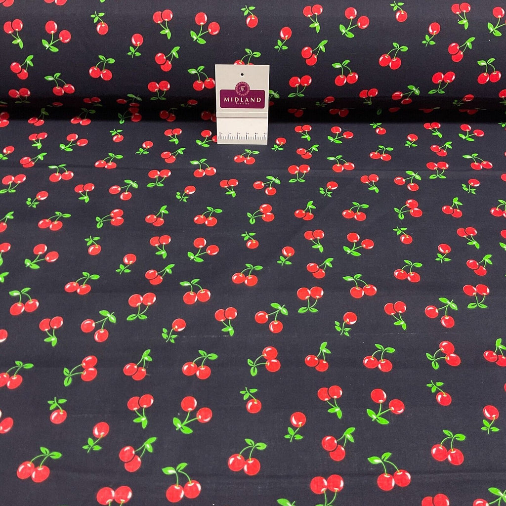 Cherries Fruit cherry Poly cotton printed 110cm wide fabric M1699