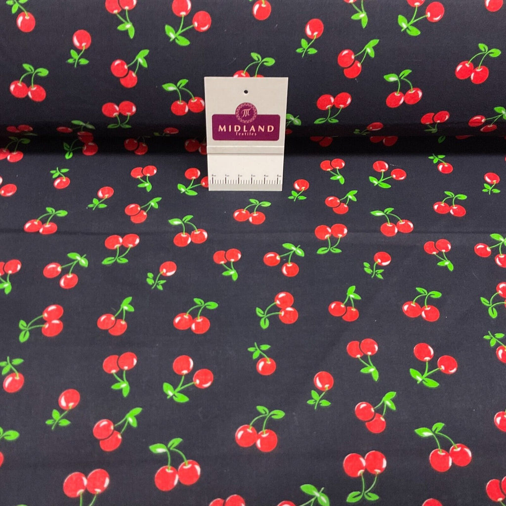 Cherries Fruit cherry Poly cotton printed 110cm wide fabric M1699