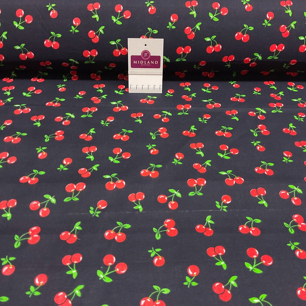 Cherries Fruit cherry Poly cotton printed 110cm wide fabric M1699