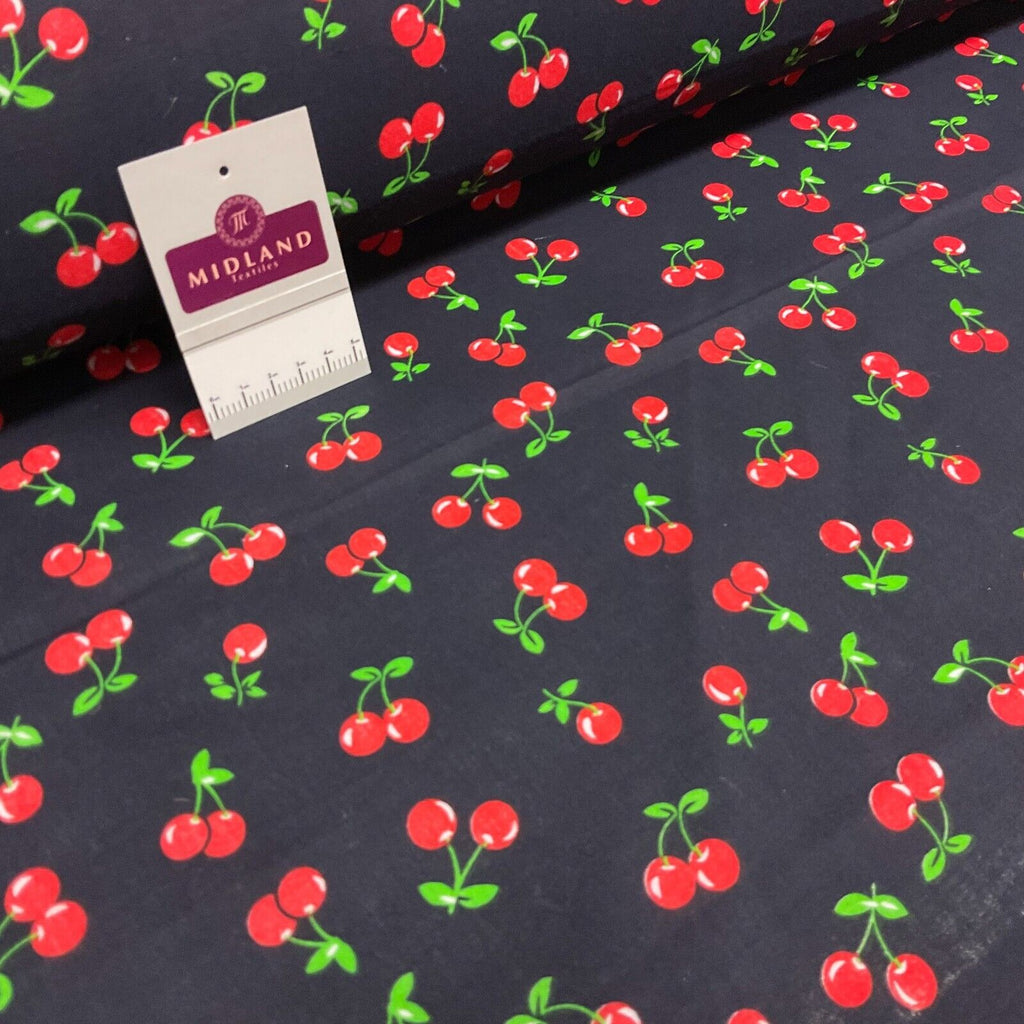 Cherries Fruit cherry Poly cotton printed 110cm wide fabric M1699