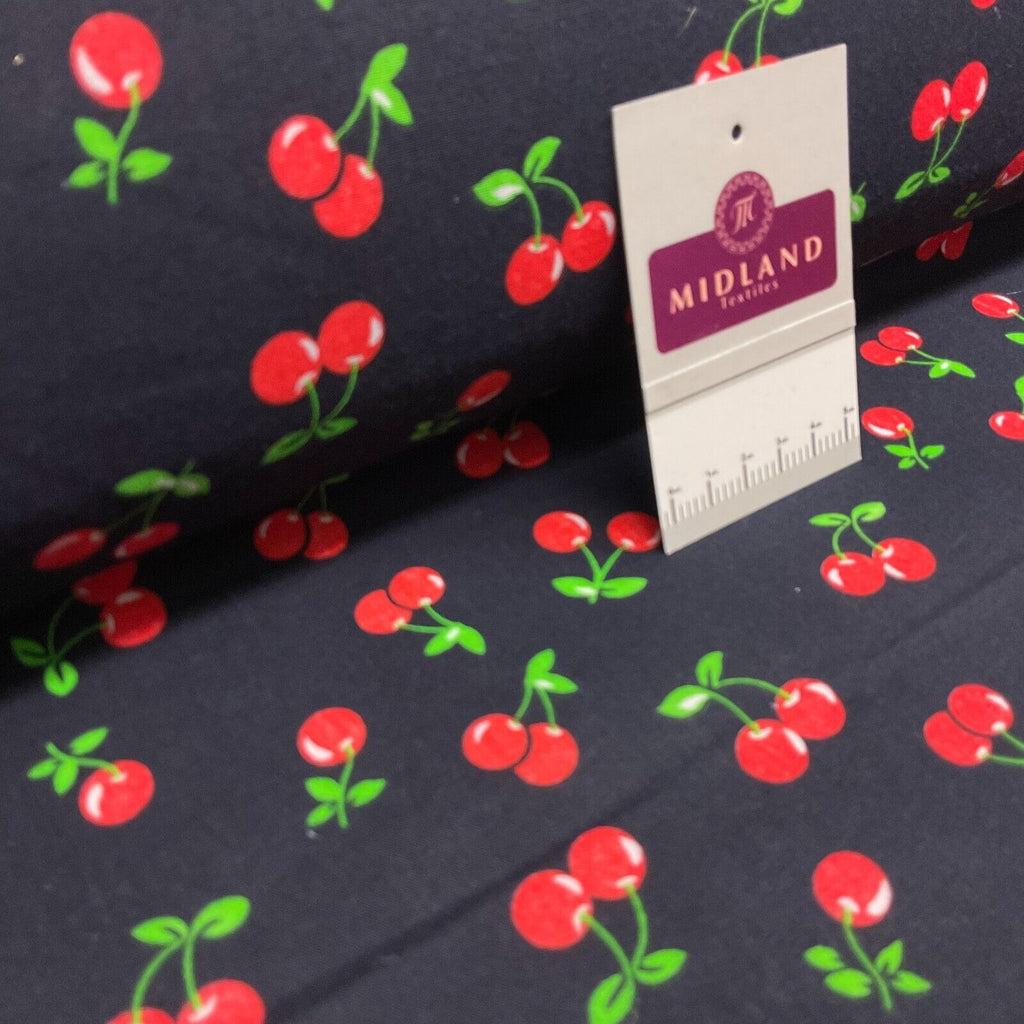 Cherries Fruit cherry Poly cotton printed 110cm wide fabric M1699