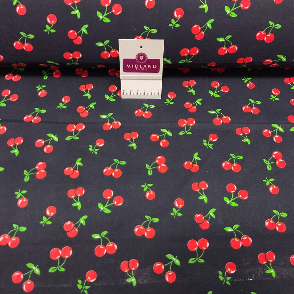 Cherries Fruit cherry Poly cotton printed 110cm wide fabric M1699