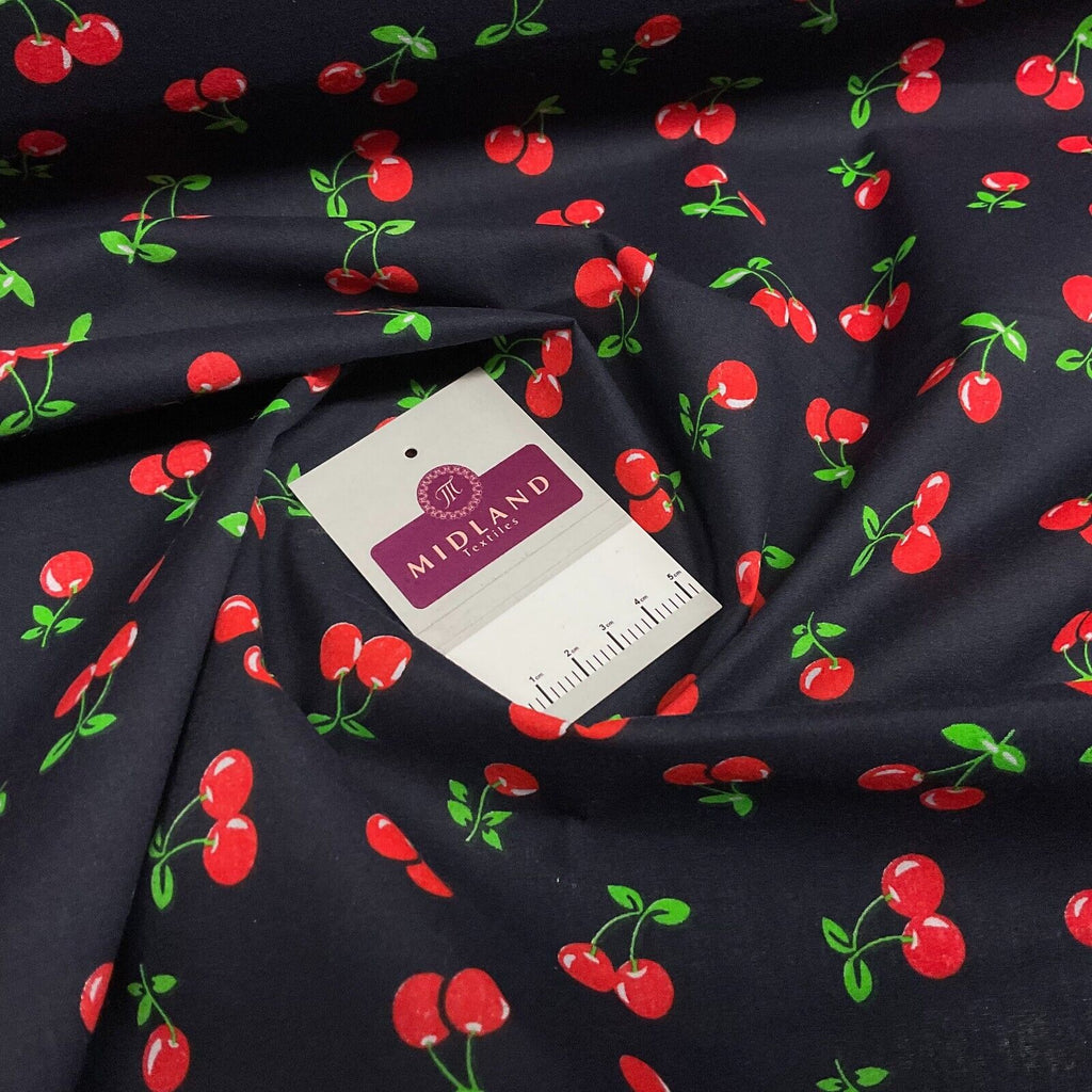 Cherries Fruit cherry Poly cotton printed 110cm wide fabric M1699