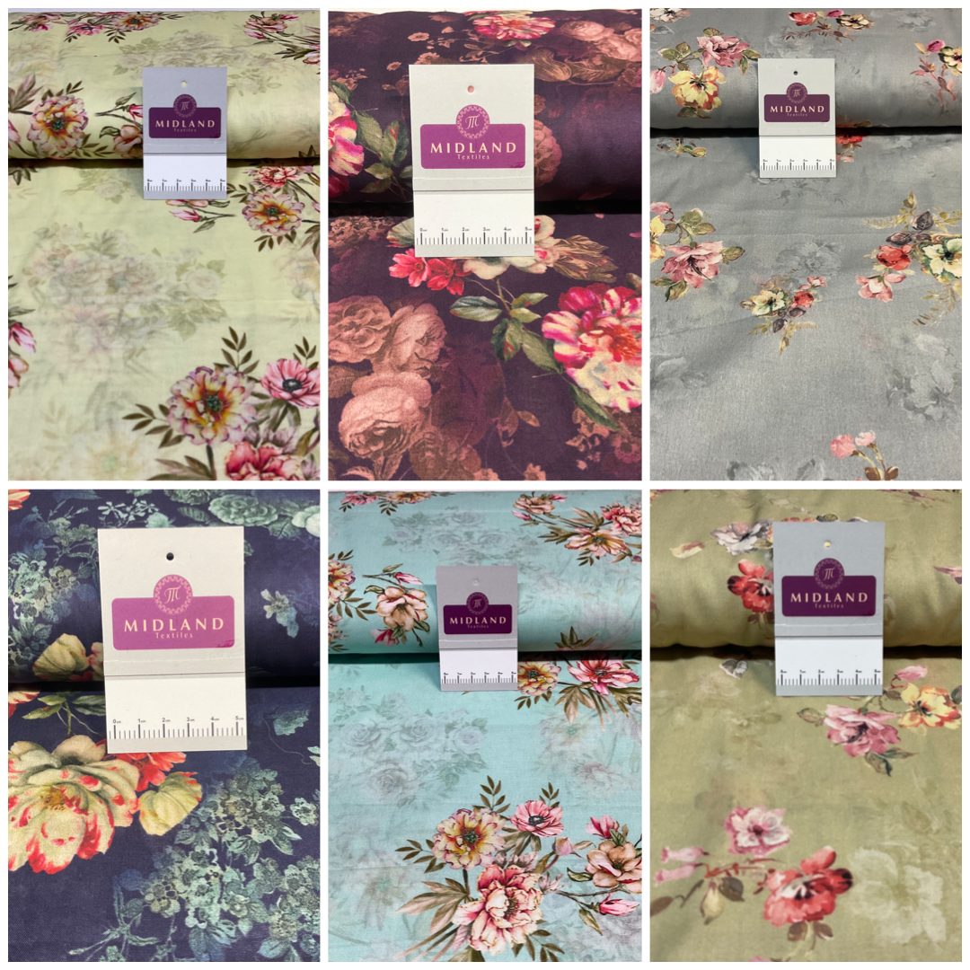 Cotton Lawn Summer Vintage Floral Printed Dress fabric 100% M1670