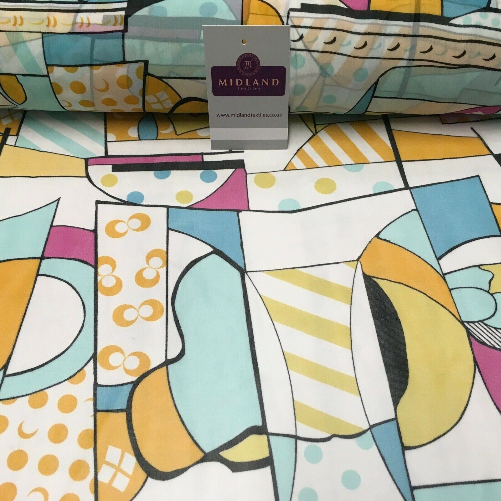 Mint shape printed crepe chiffon dress fabric 150 cm wide mk1190-16 mtex