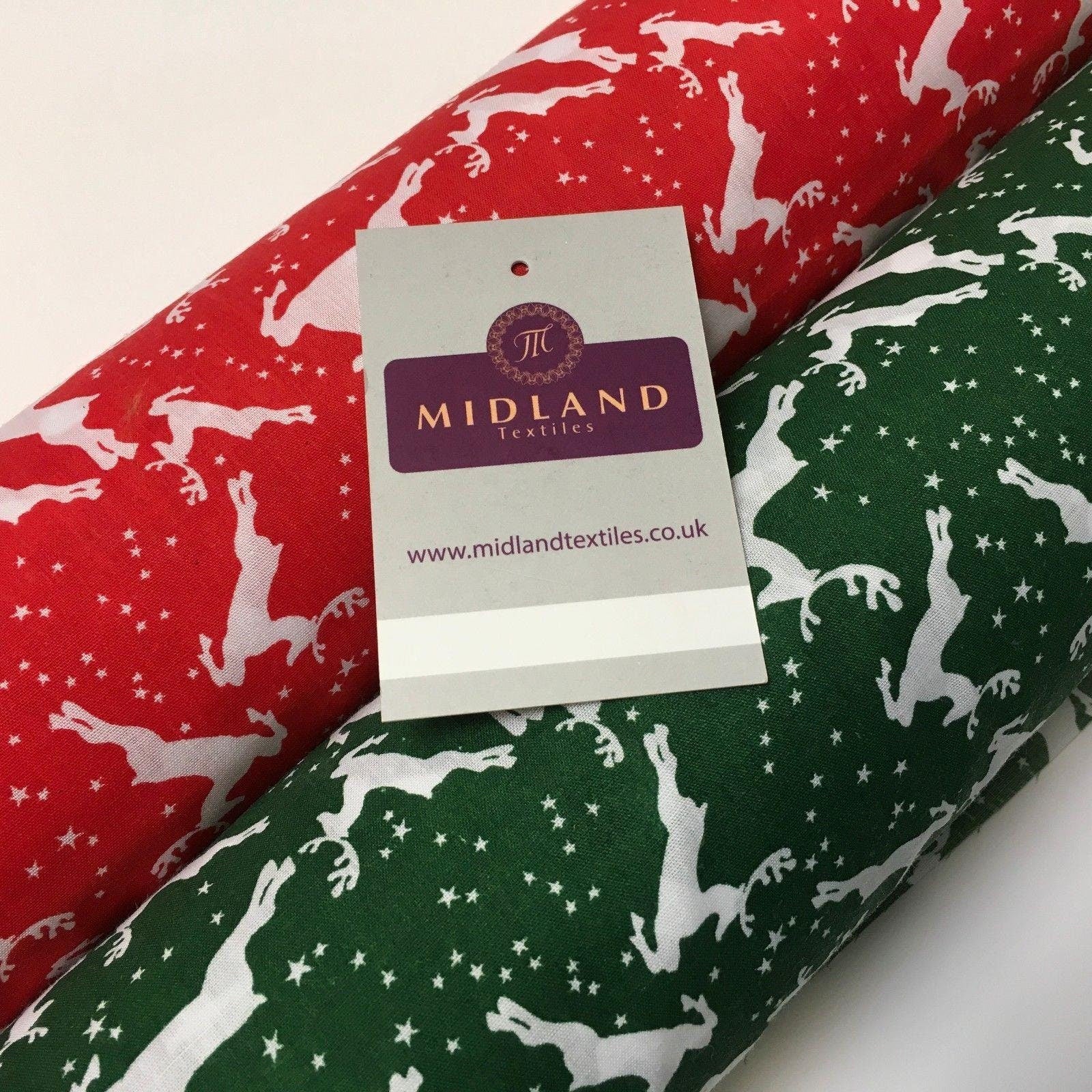 Christmas reindeer poly cotton printed fabric 45' wide md945 mtex