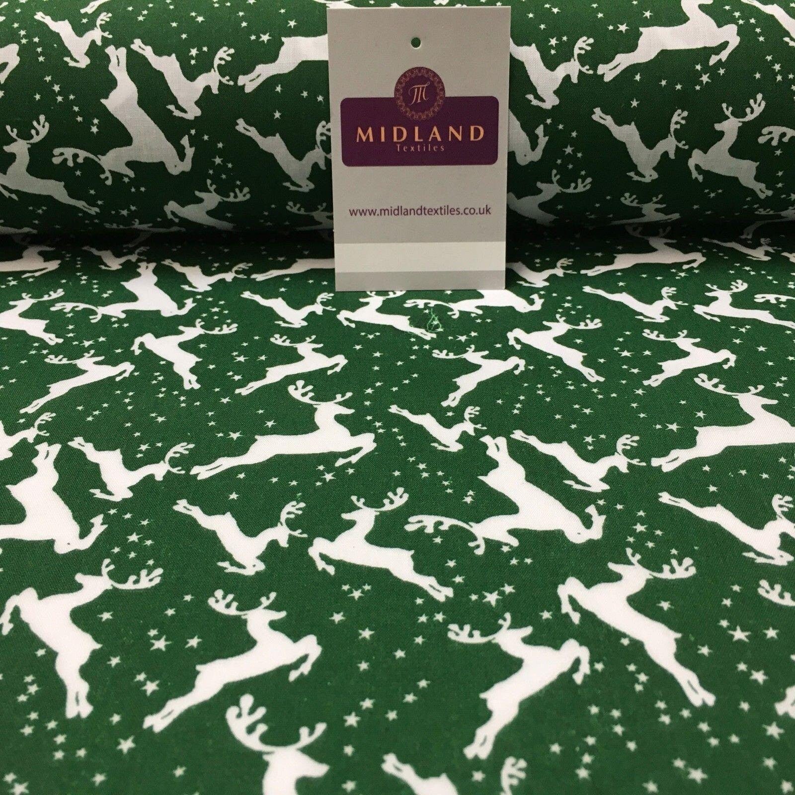 Christmas reindeer poly cotton printed fabric 45' wide md945 mtex