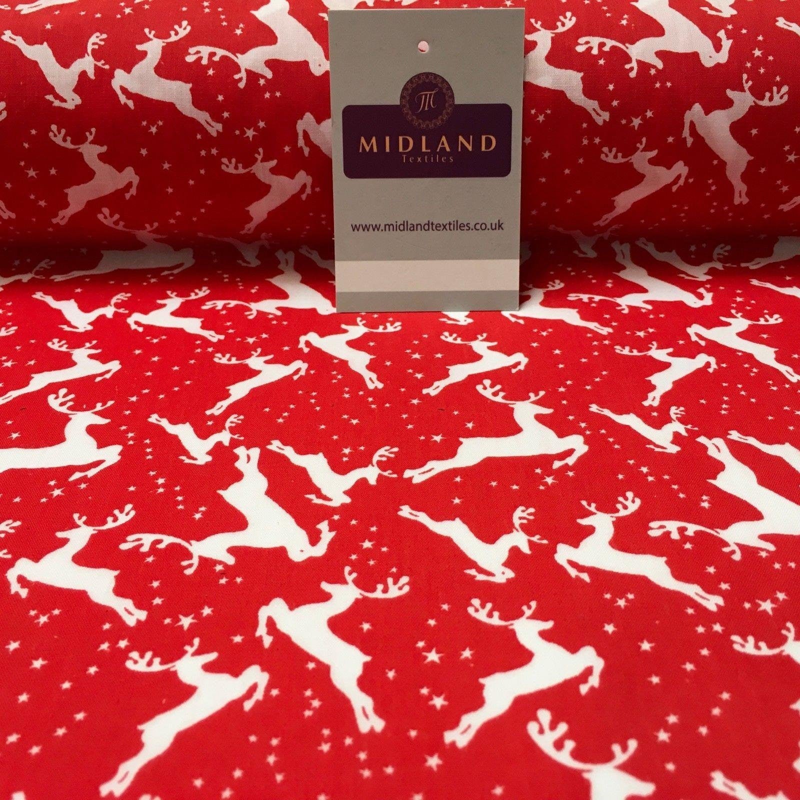 Christmas reindeer poly cotton printed fabric 45' wide md945 mtex