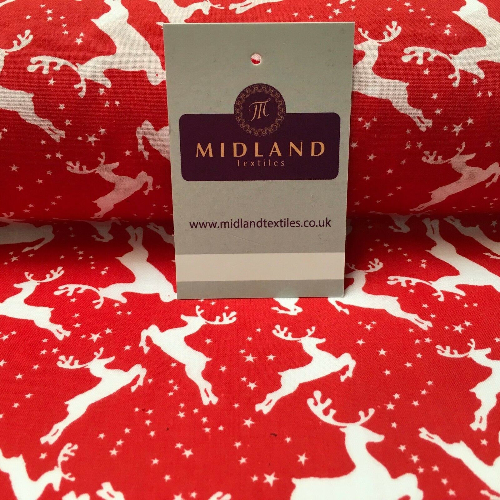 Christmas reindeer poly cotton printed fabric 45' wide md945 mtex